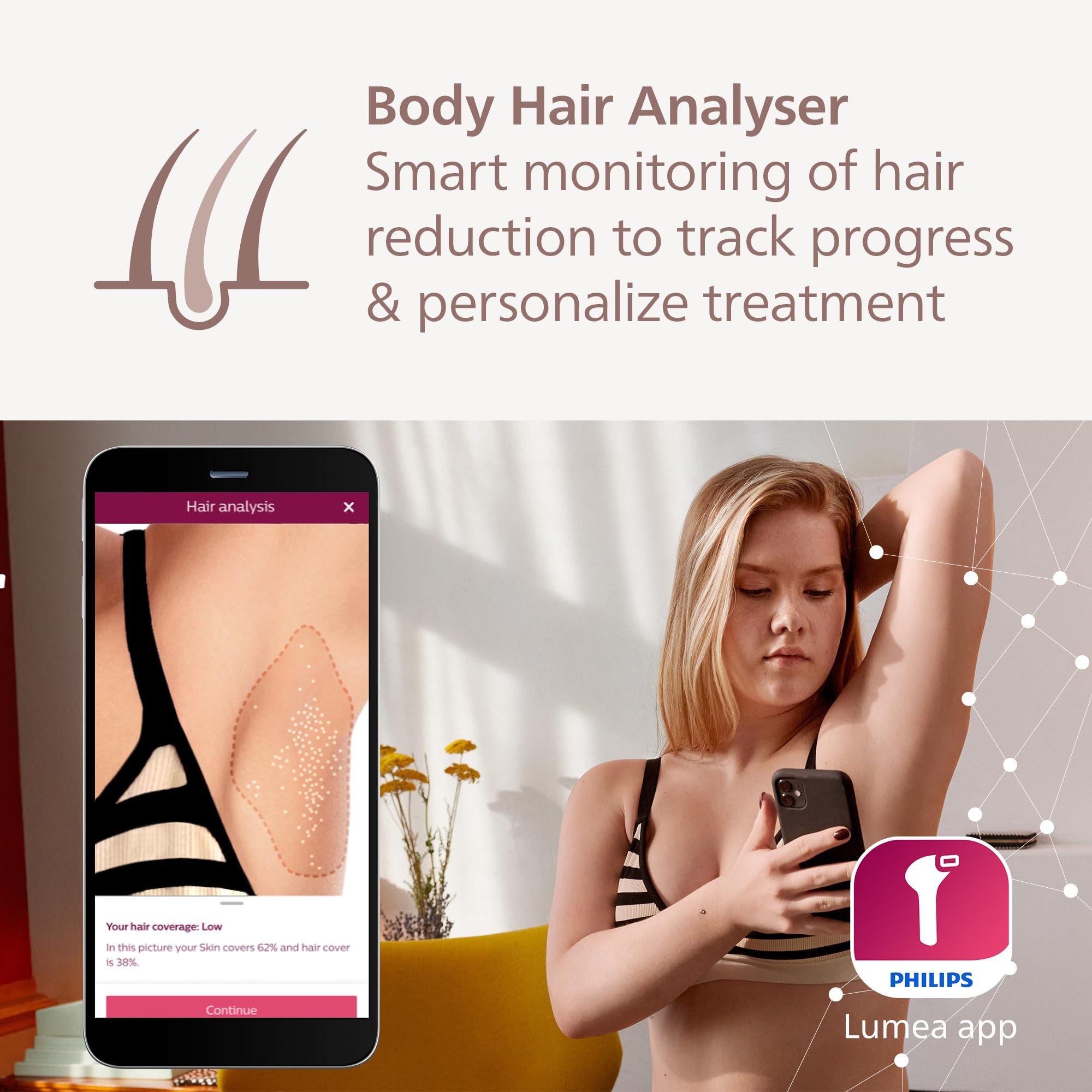 Philips Lumea 9900 Series, IPL Hair Removal Device, Laser Hair Removal Alternative, SenseIQ and SkinAI Technology, 4 Attachments for Body, Face, Bikini and Underarms, Corded & Cordless Use, BRI951/01