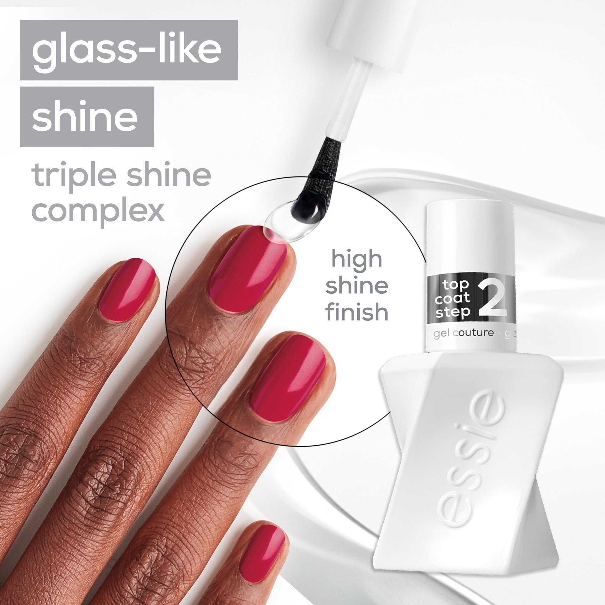 Essie Gel-Like Nail Polish, Lasts Up To 15 Days, With Flex.e Gel Technology, No Chipping, Glass-Like Shine, Vegan Formula, Gel Couture, Shiny Top Coat, 13.5 ml