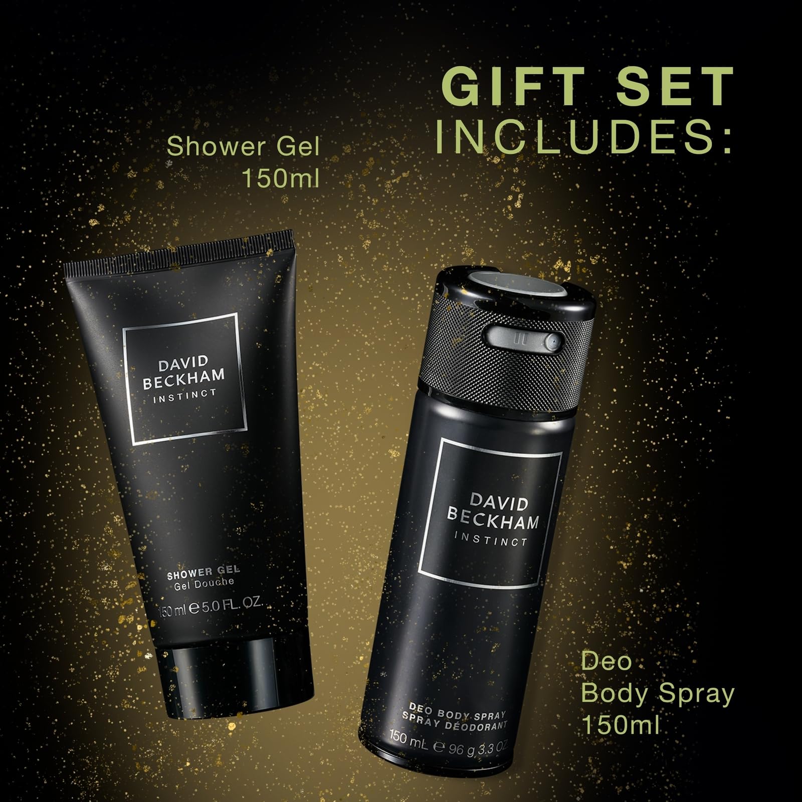 David Beckham Instinct Giftset For Him including Shower Gel 150ml and Deodorant Body Spray 150ml