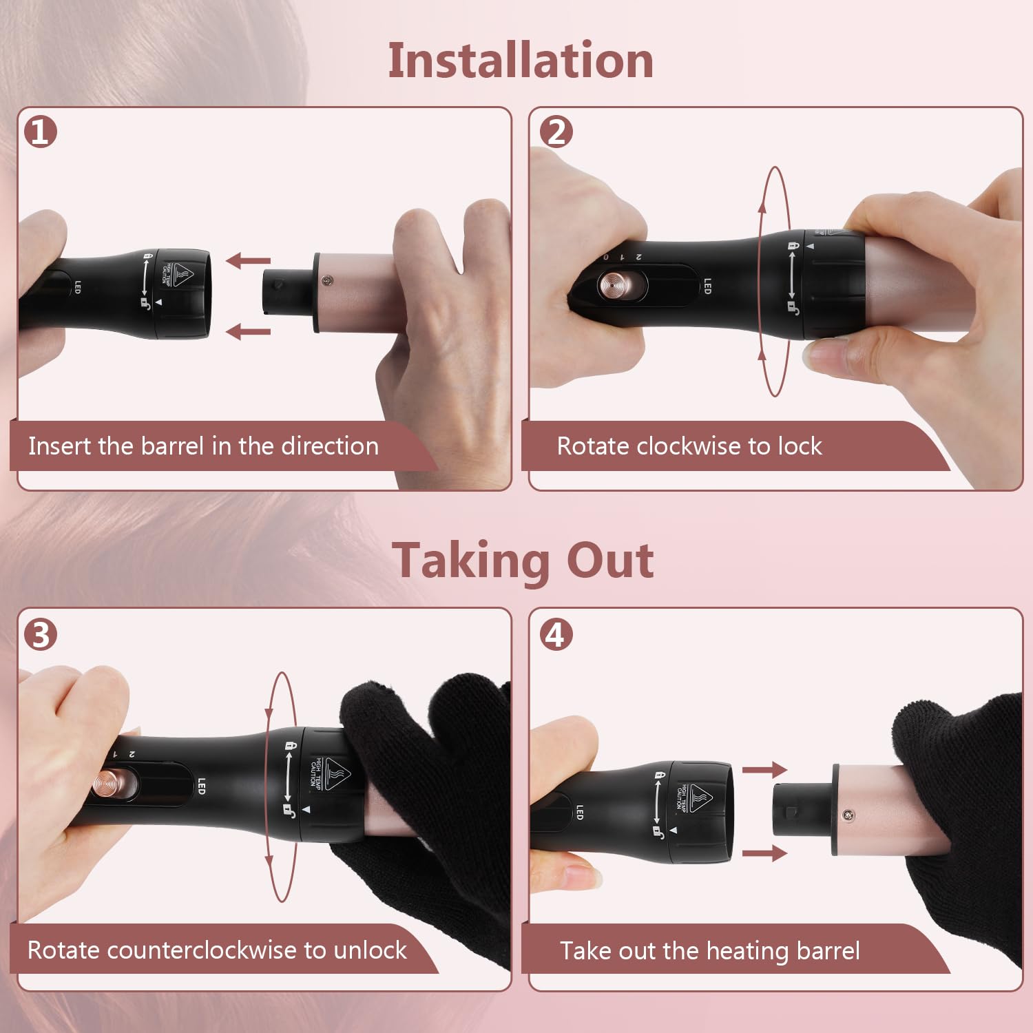 Hair Curler, LAYADO 5 in 1 Curling Wand Set with 3 Barrel Hair Waver and 4 Interchangeable Ceramic Curling Tongs 9-32MM, Two Temperature Adjustments Curling Iron for Long Medium Short Hair
