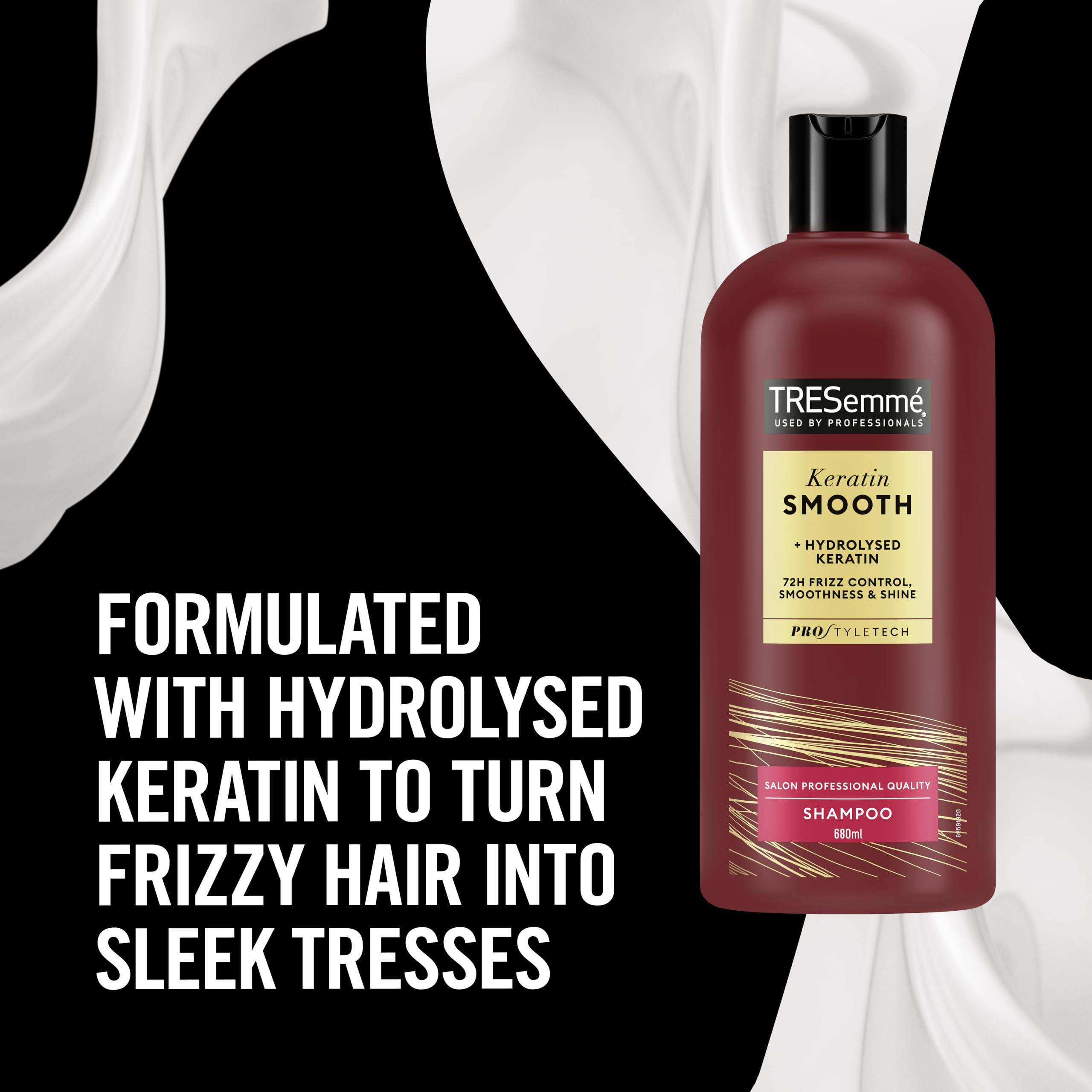 TRESemmé Rich Moisture luxurious moisture Shampoo for damaged hair 1x680 ml & TRESemmé Keratin Smooth Shampoo hair care product with hydrolysed keratin for 72h frizz control & shine 1x680 ml 2 piece