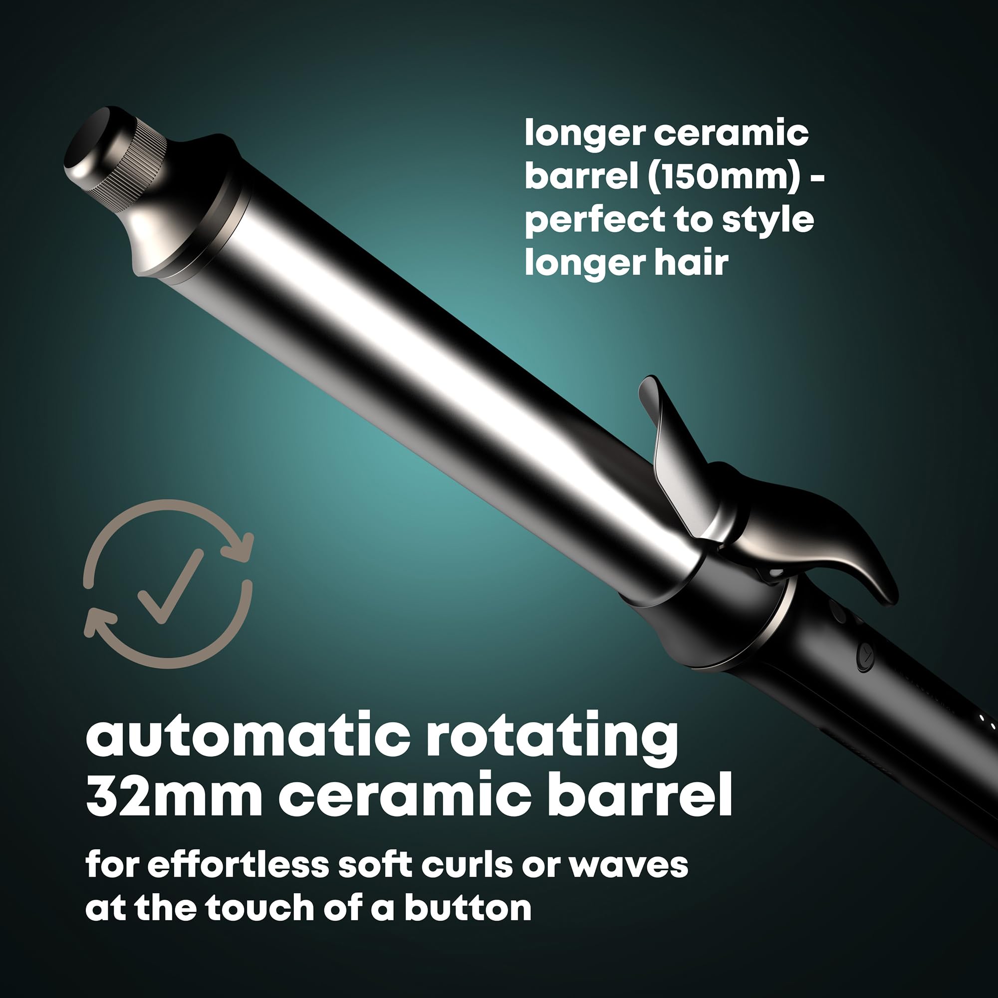 REVAMP Auto Revolve Rotating Hair Curler - Automatic Curling Iron Tong, Extra-Long Ceramic Barrel Curler, Tangle Free Hair Waver for Soft Curls, Beach Waves - Rotating Hair Styler, Wavy Hair Curler