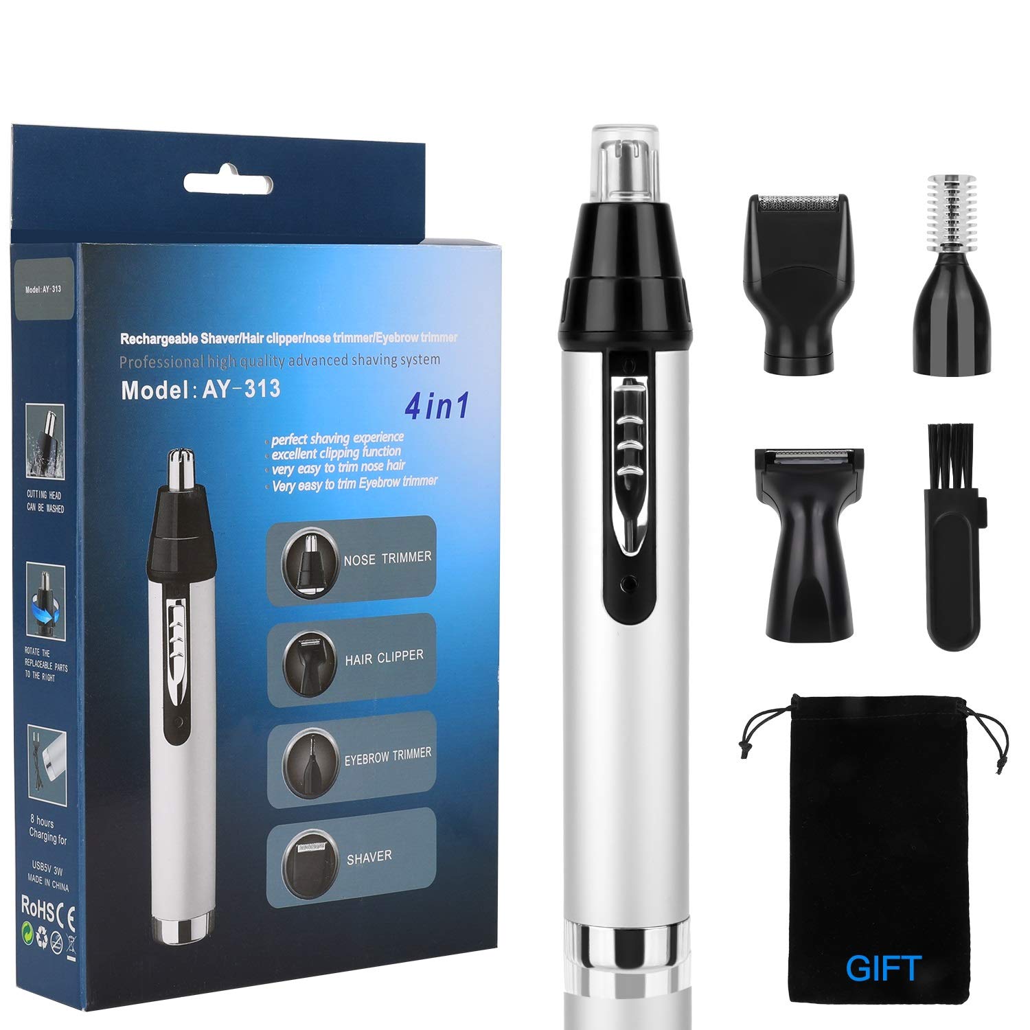 QKURT 4 in 1 USB Nose Hair Trimmer