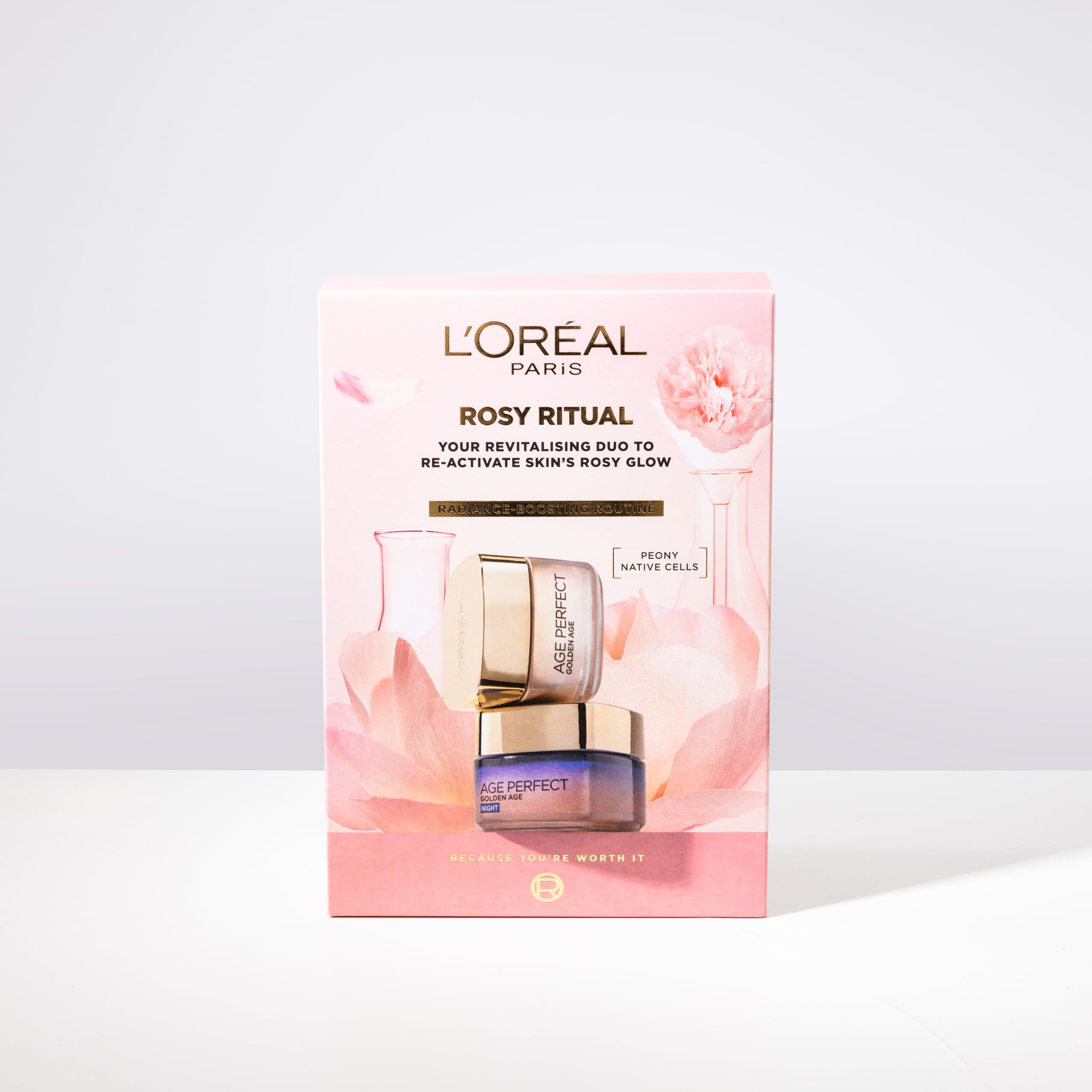 L'Oréal Paris Rosy Ritual Gift Set - Age Perfect Golden Age Rosy Re-Fortifying Day Cream 50ml, Cooling Night Cream 50ml & Complimentary Eye Mask