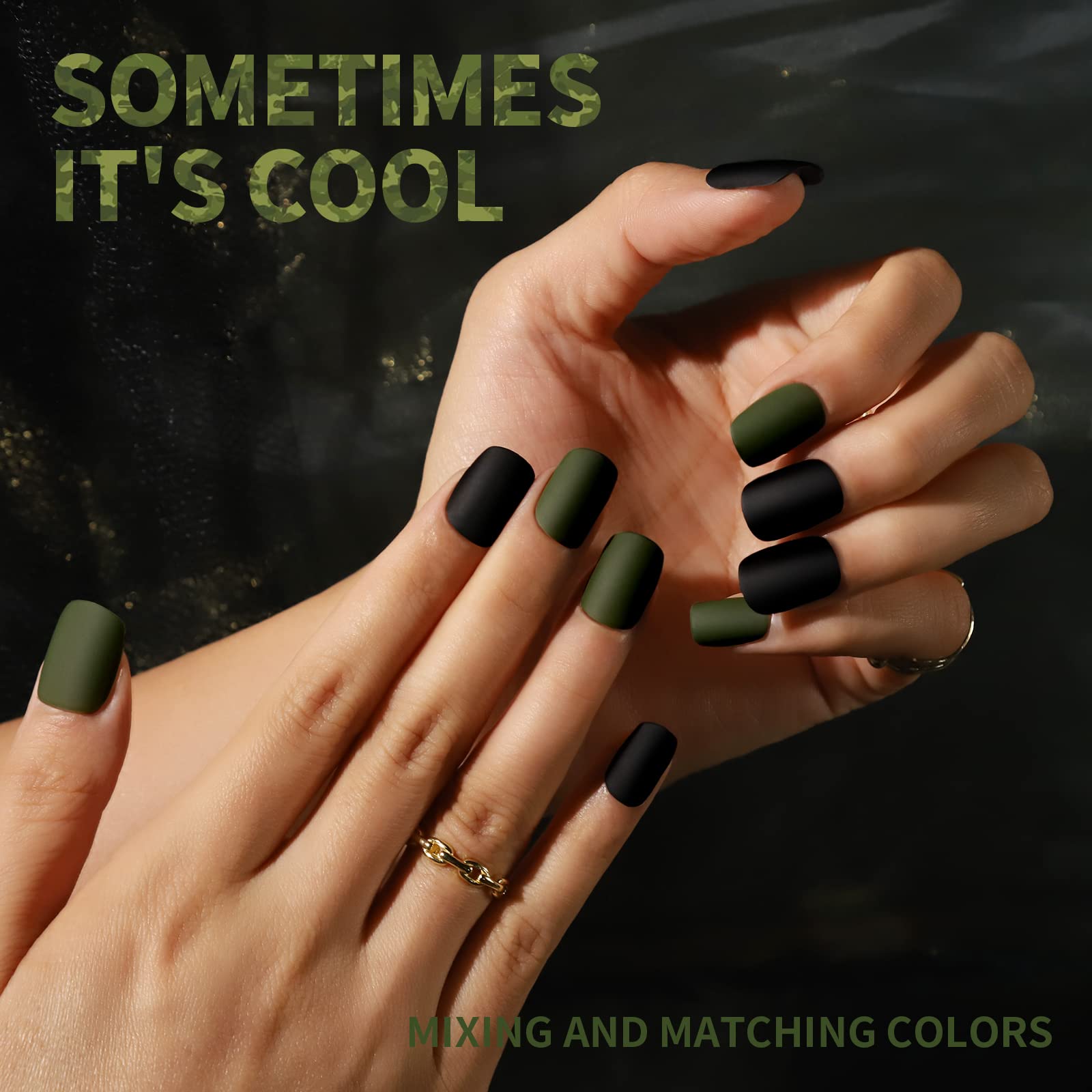 Short Square Press on Nails, Teenitor 576pcs Matte Short Fake Nails with Nail Glue, 24 Colors