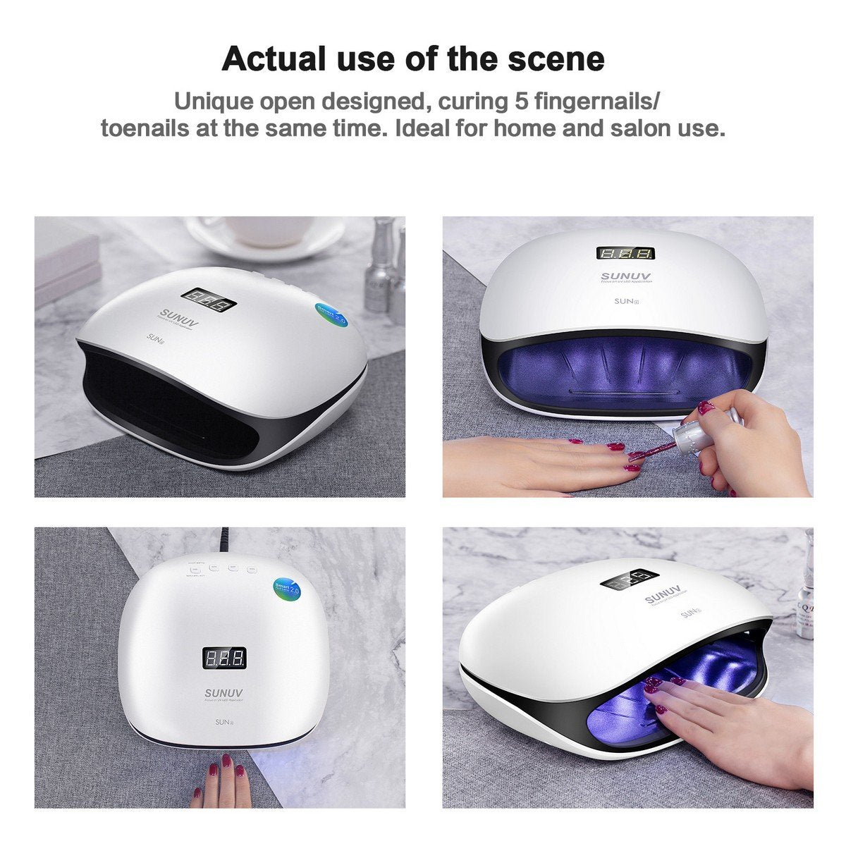 SUNUV UV Led Nail Lamp, 48W UV Nail Dryer SUN4 for Shellac Manicure Gel with 4 Timers, LCD Display, Sensor and Double Speed Drying