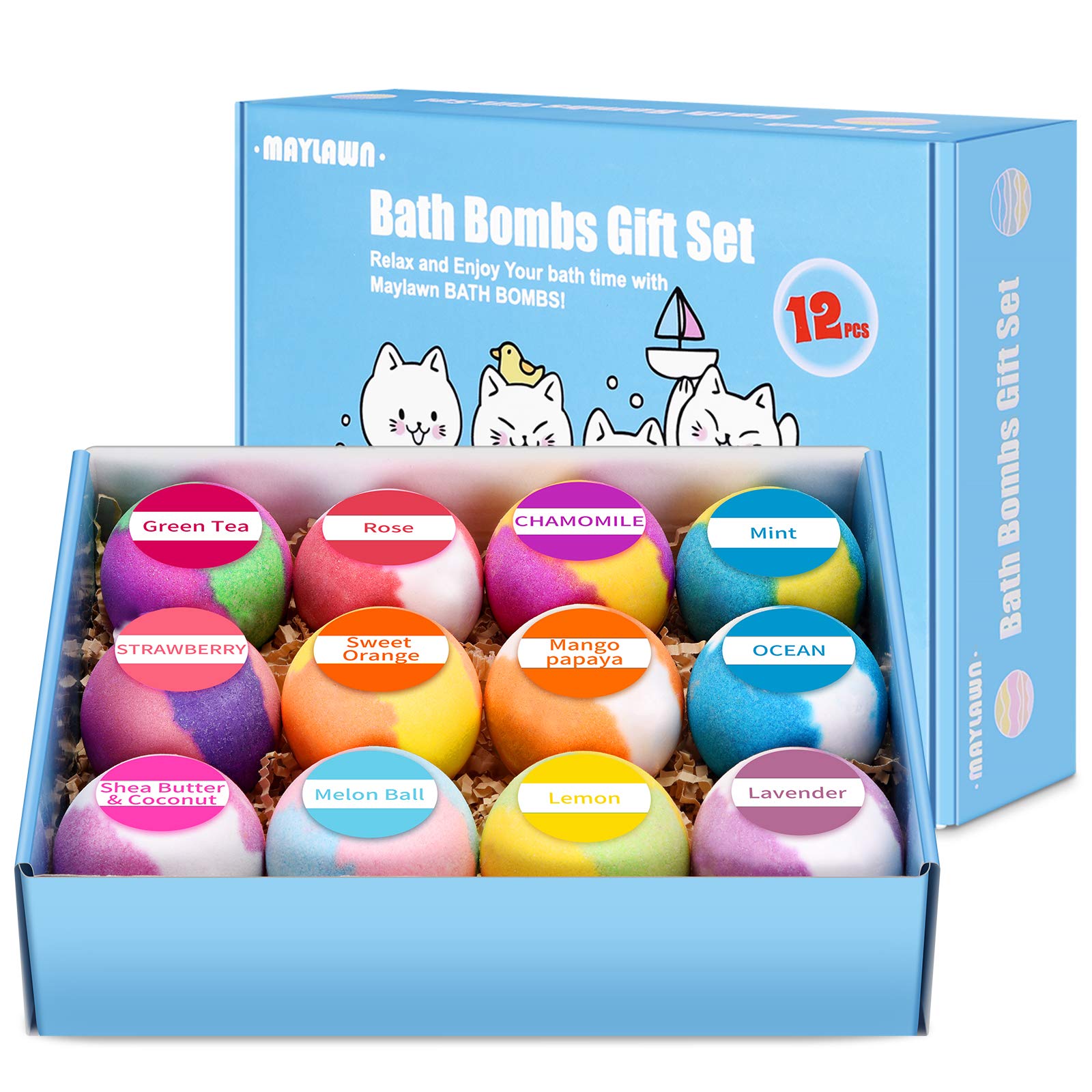 Bath Bombs Gift Set, 12pcs Handmade Fizzy Bubble Bath Bombs, Vegan & Cruelty Free, Perfect for Bubble and Spa Bath, Birthday Mothers Day Gifts Idea for Her/Him, Wife, Girlfriend