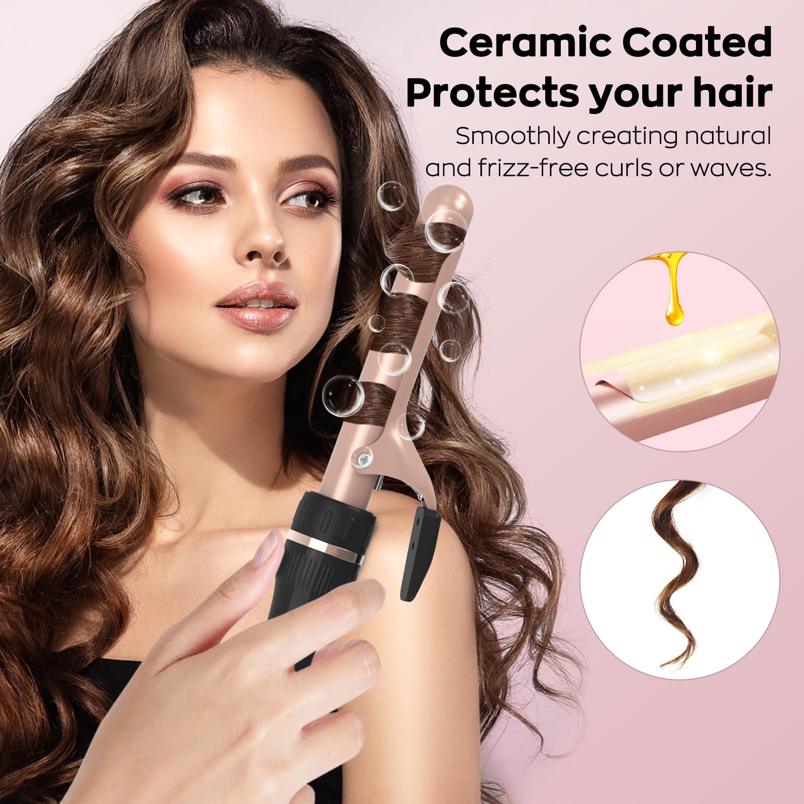 janelove Hair Curler,3 in 1 Curling Wand Set with Thermal Brush for Natural Curls,13 and 25mm Ceramic Curling Wand for Long Hair,Interchangeable Hair Curler Wand Set with 38mm Curling Brush