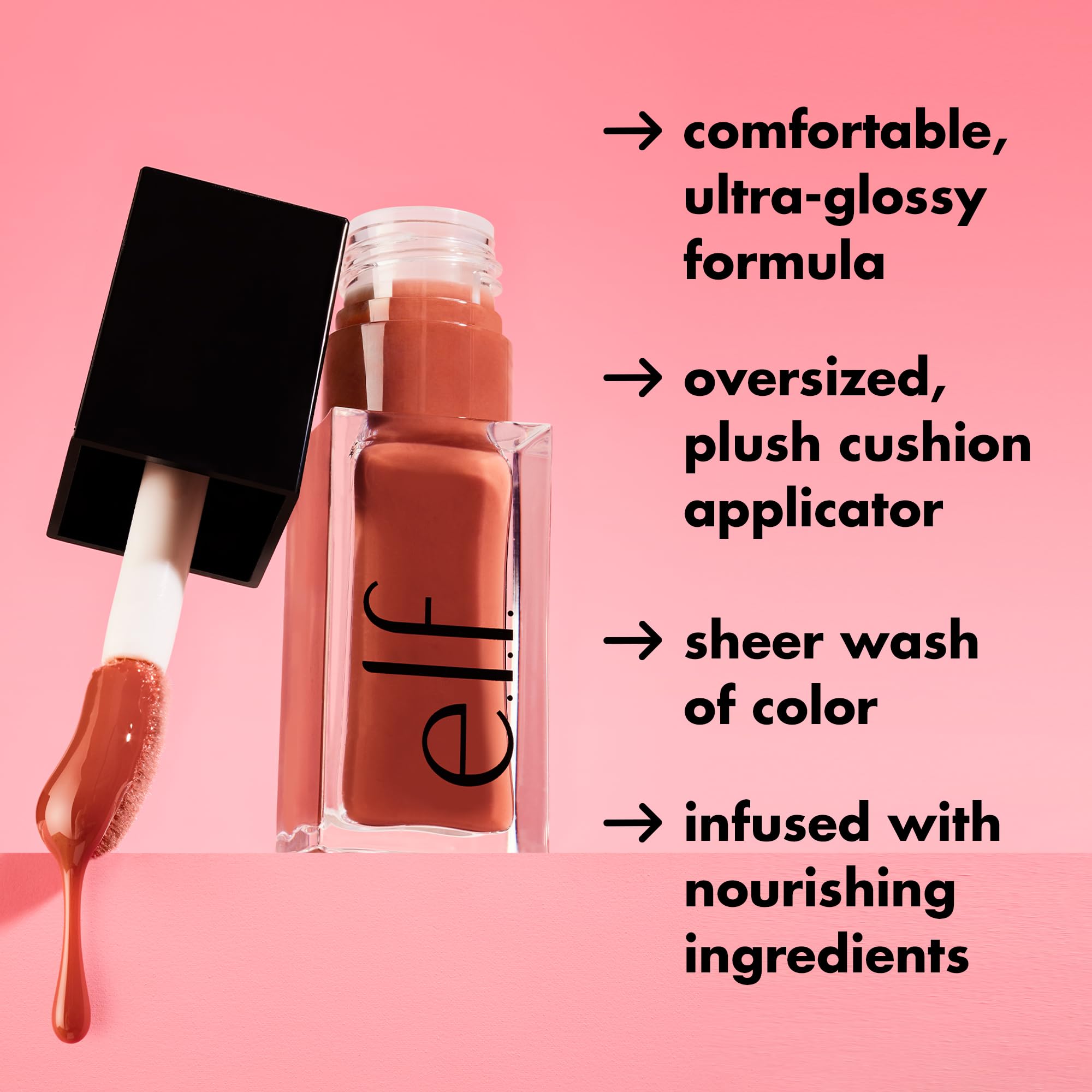 e.l.f. Glow Reviver Lip Oil, Nourishing Tinted Lip Oil For A High-Shine Finish, Infused With Jojoba Oil, Vegan & Cruelty-Free, Crystal Clear