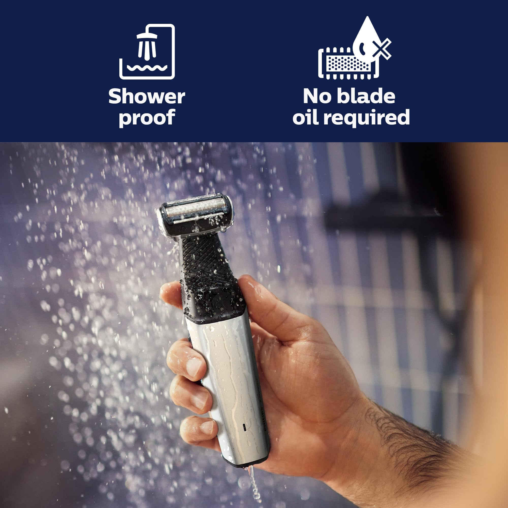 Philips Norelco Bodygroom Series 5000 Showerproof Body Trimmer for Men with Back Attachment, BG5025/40