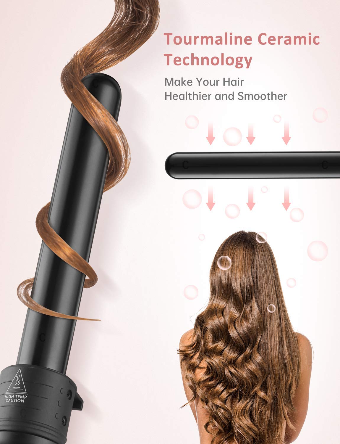 LOETAD Curling Wand Tong Hair Curlers Set 6 in 1 Curling Irons with PTC Ceramic Barrels LCD 80°C-230°C Temperature Control