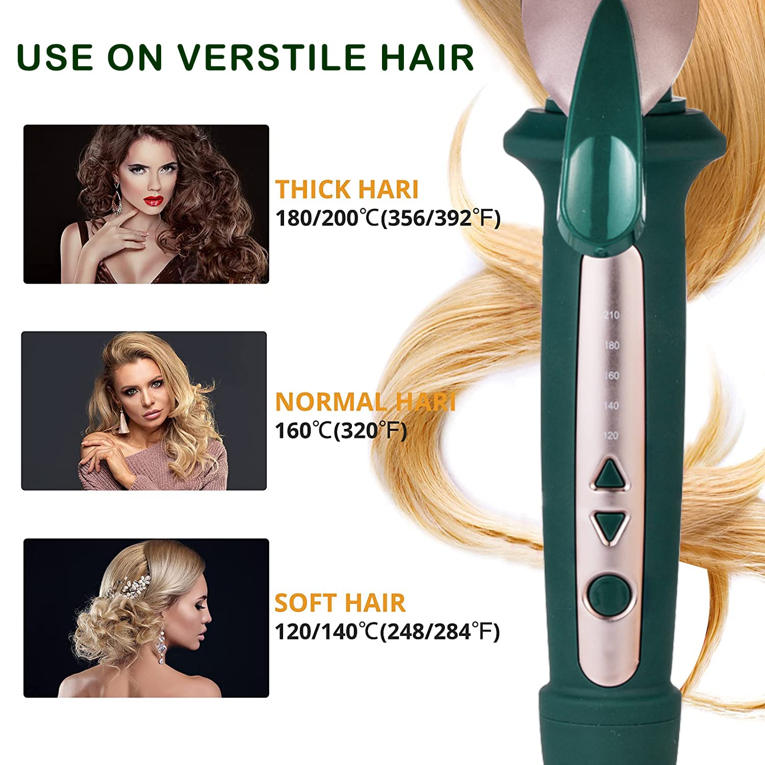 Hair Curler 38mm Large Barrel Curling Tongs Big Curls for Long & Medium Length Hair Waver Styling Thick Wide Curling Iron with 120°C-210°C Adjustable Temperature for Women