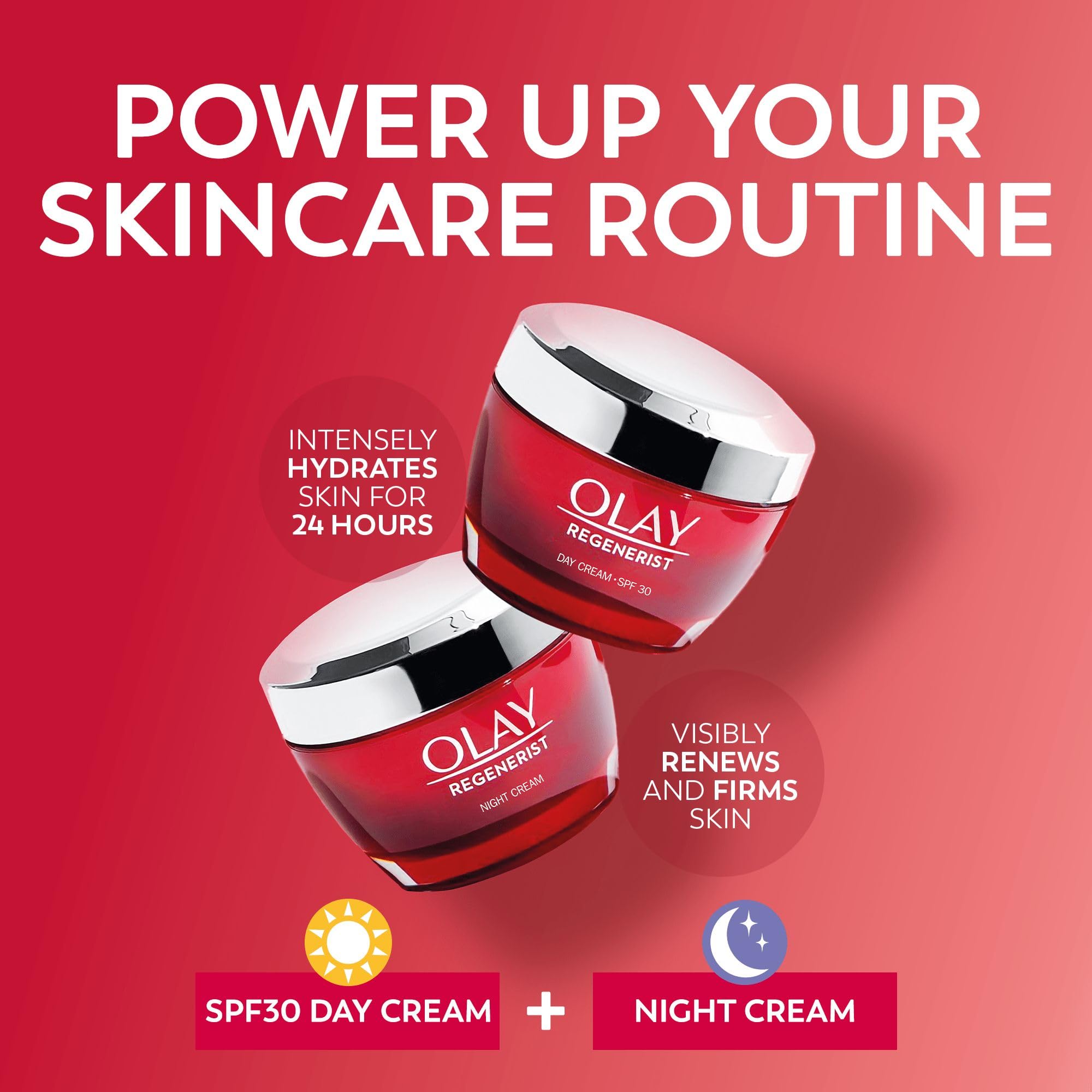 Olay Regenerist 3 Point Firming Anti-Ageing Giftset: Regenerist SPF 30 Day Face Cream 50ml + Regenerist Night Moisturiser 50ml, with Vitamin B3, Amino Peptides and Niacinamide