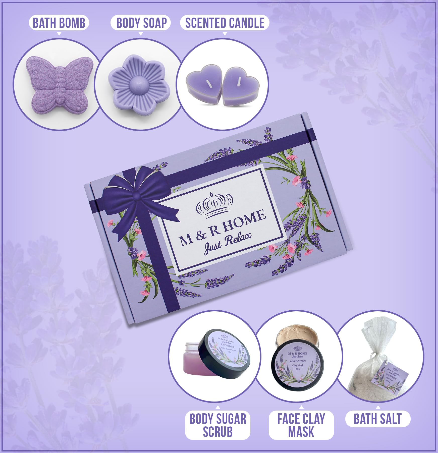 Lavender Pamper Gifts for Women, Relaxation Spa Hampers, Thinking of You Gifts, Self Care Package, Christmas Presents, Thank you Gift, Birthday Gifts, Spa gift set, Friend gift, Get Well Soon Gift