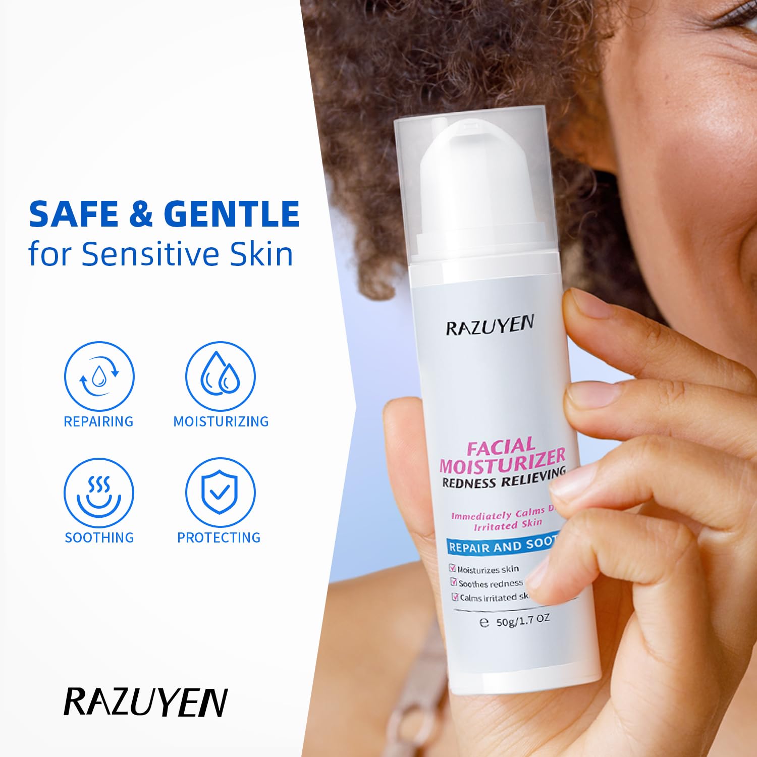 RAZUYEN Soothing Ceramide Moisturiser for Sensitive Skin 1.7 oz