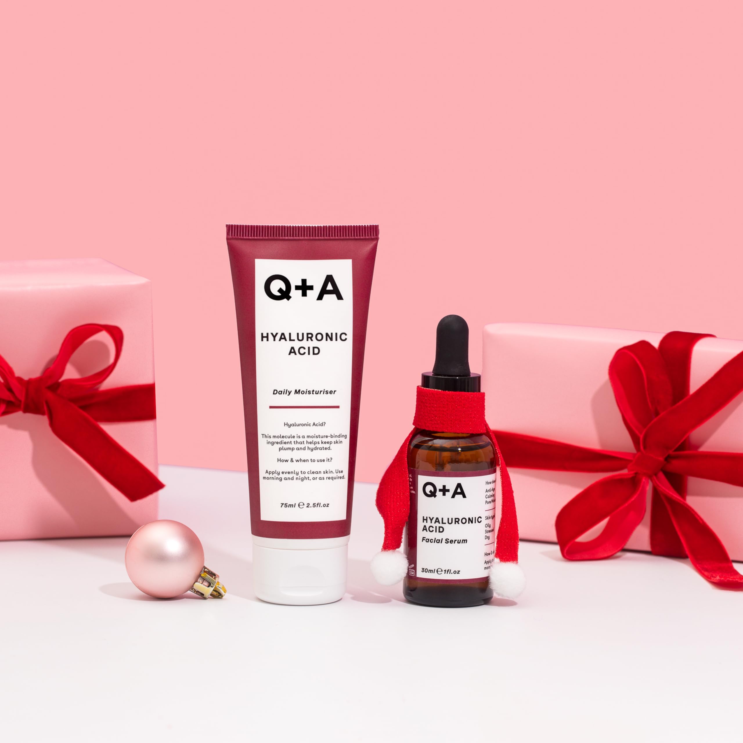 Q+A Hydrating Heroes Skincare Gift Set – A Giftset with Hyaluronic Acid Facial Serum 30ml, Daily Moisturiser 75ml for Dry, Dehydrated Skin, Vegan, Cruelty-Free, for Soft, Supple Complexion