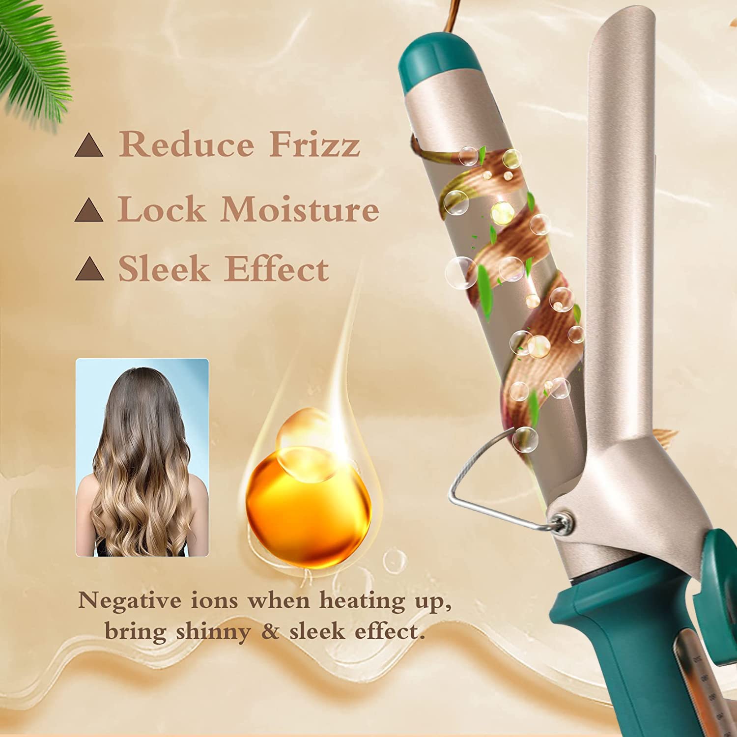 Hair Curler 38mm Large Barrel Curling Tongs Big Curls for Long & Medium Length Hair Waver Styling Thick Wide Curling Iron with 120°C-210°C Adjustable Temperature for Women