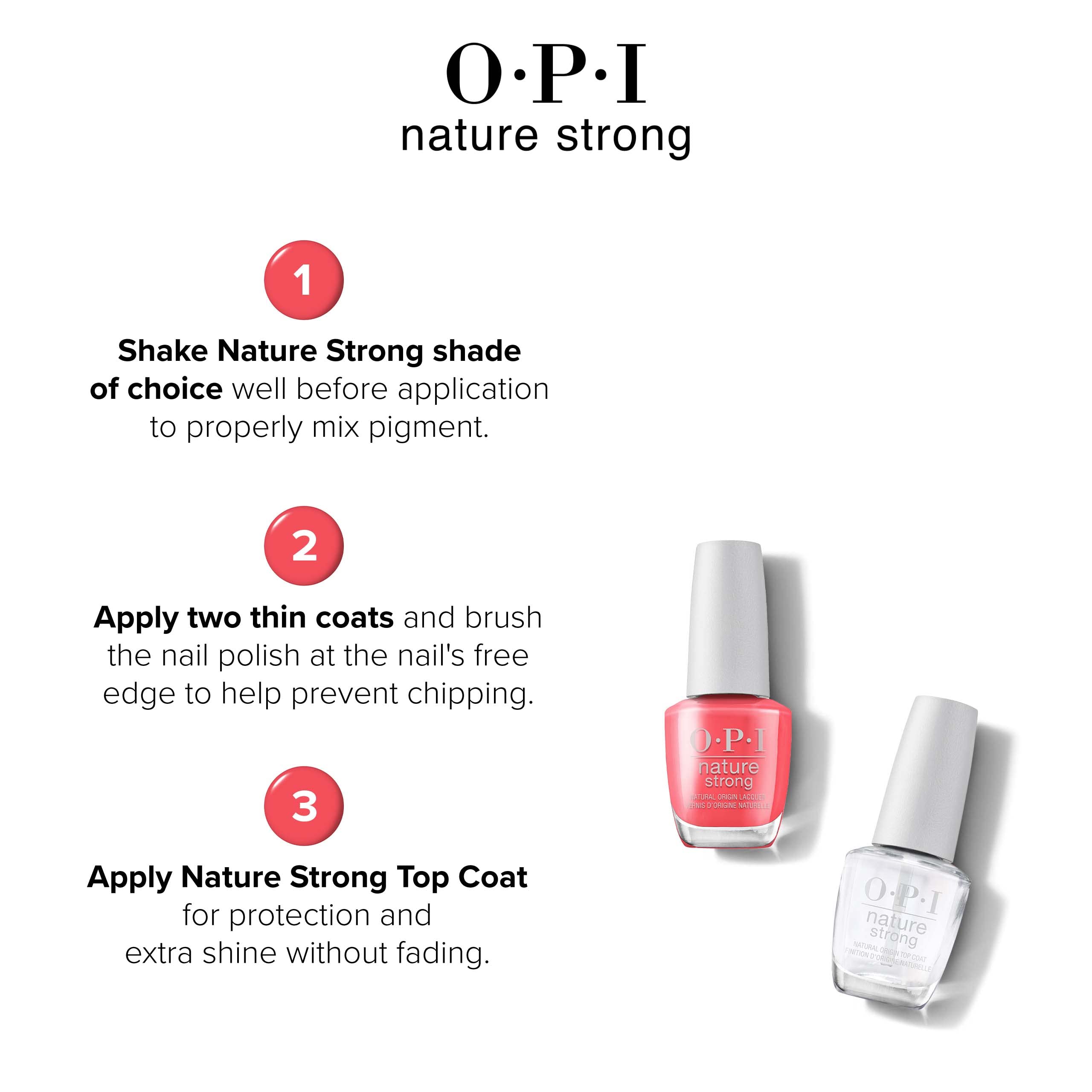 OPI Nature Strong Nail Polish | Quick Dry Vegan Nail Varnish with Long-Lasting Results | Made with Natural Ingredients | Red Shades | Once and Floral | 15 ml