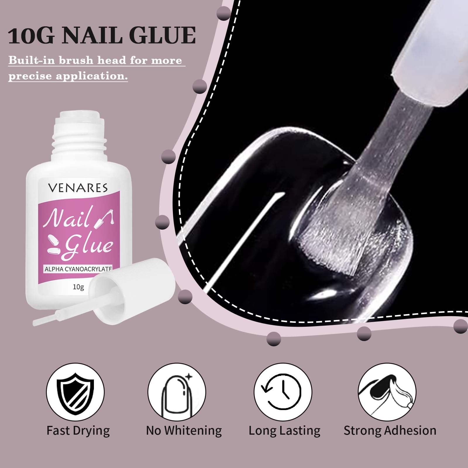 Clear False Nails with Glue, Venares 500 Pcs False Nail Tips 10 Size Acrylic Nails Tips and Glue Nails File Buffer Block Acrylic Nail Brush Nail Clipper, Fake Nails Set for Gel Extensions