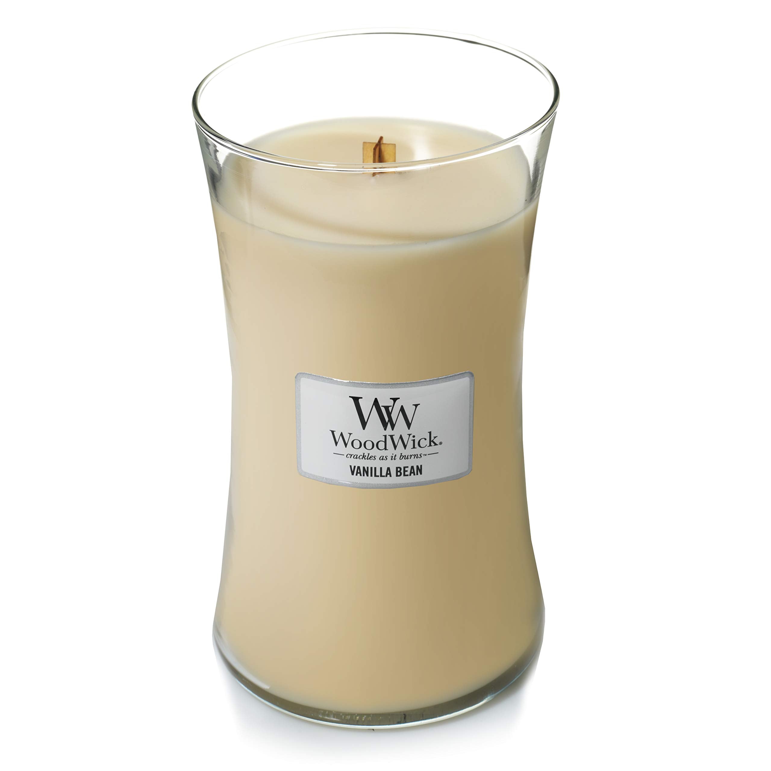 WoodWick Scented Candle with Crackling Wick, Vanilla Bean Large Hourglass Candle, Long Burning Candles: Up to 130 Hours, Perfect Gifts for Women