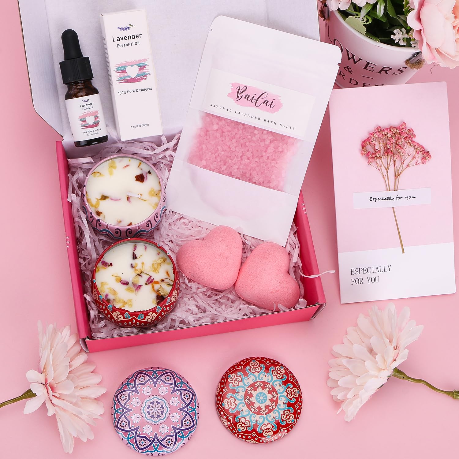 Birthday Pamper Gifts for Women, Unique Self Care Package for Her Pamper Hampers Kit for Women, Relaxation Bath Set Ladies Pamper Gift Sets Get Well Soon Gift for Women Best Friend Bestie Sister Mum