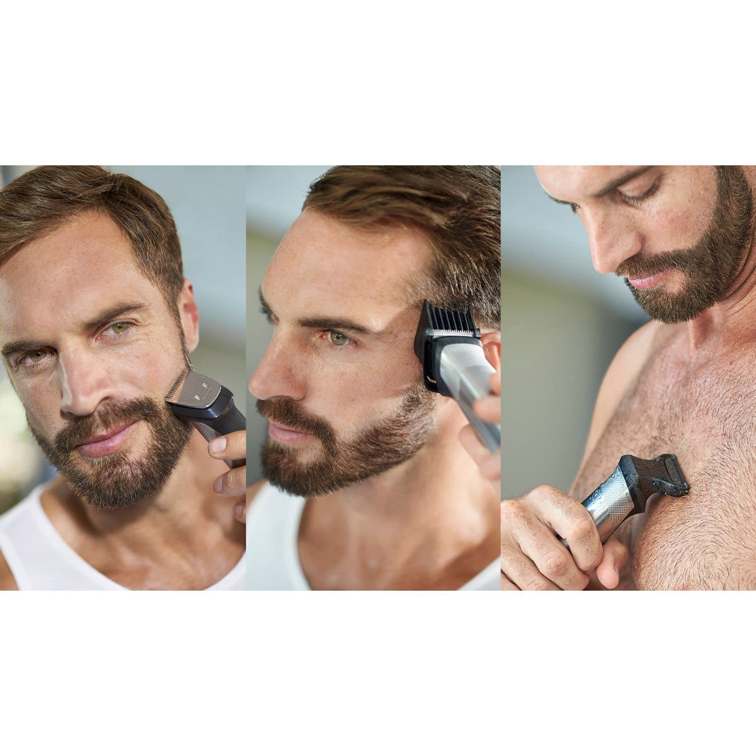 Philips Series 7000 12-in-1 All-In-One Trimmer, Ultimate Grooming Kit for Beard, Hair & Body with 12 Attachments, Including Nose Trimmer, Premium Metal Handle, UK 3-Pin Plug - MG7735/33