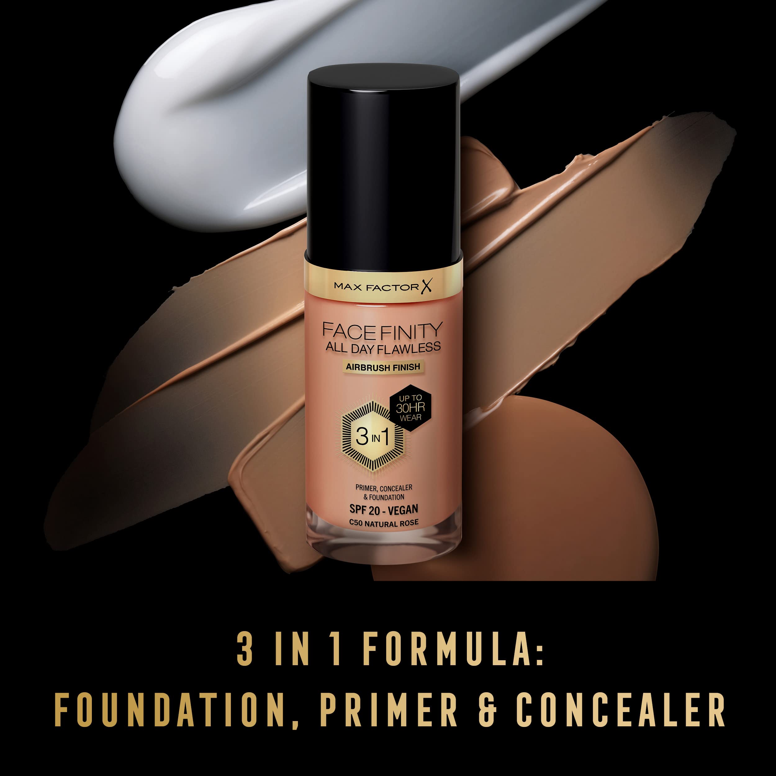 MAX FACTOR Facefinity All Day Flawless Foundation - C50 Natural Rose - 30ml