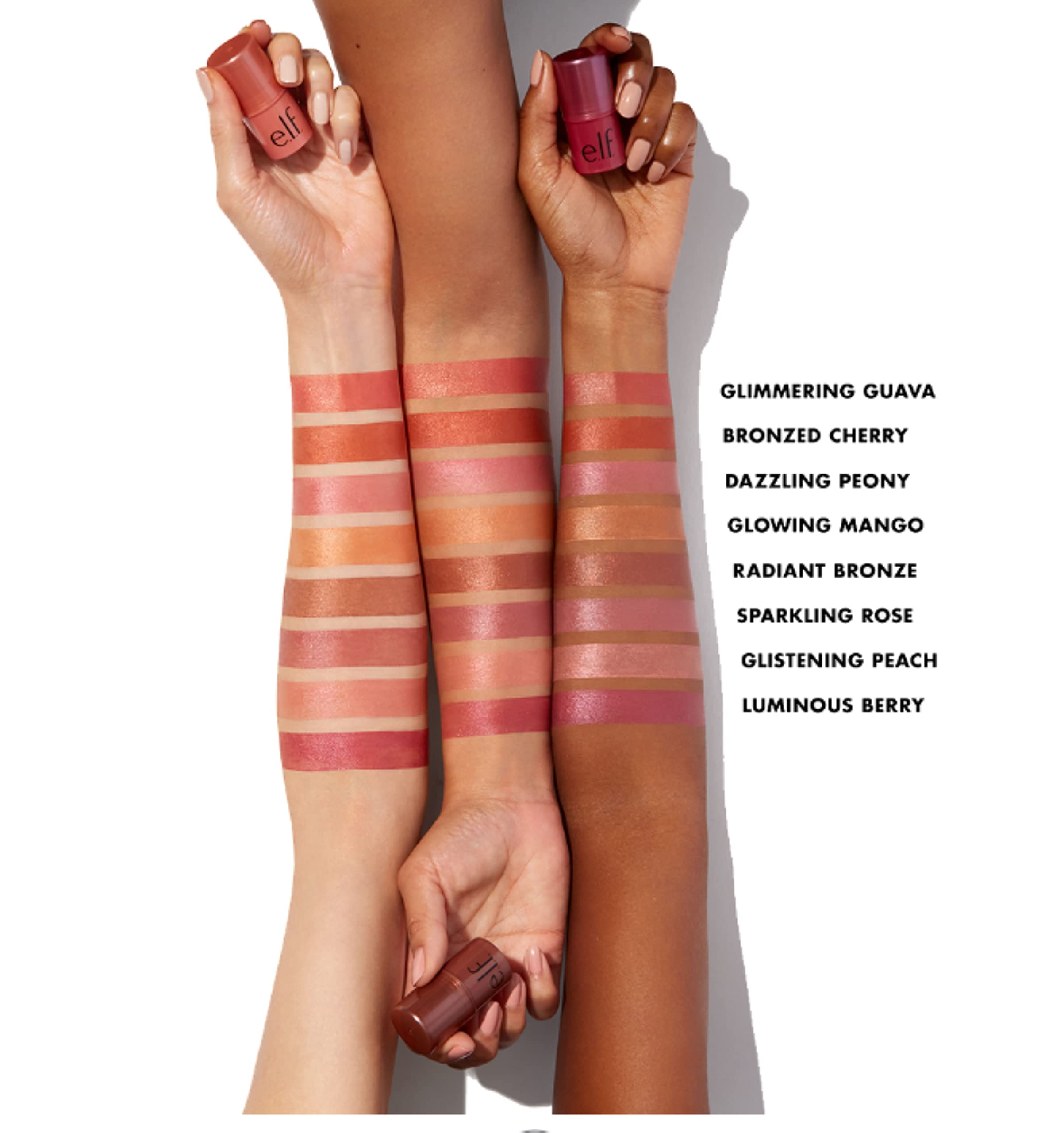 e.l.f., Monochromatic Multi-Stick Blush, Creamy, Lightweight, Versatile, Luxurious, Adds Shimmer, Easy To Use On The Go, Blends Effortlessly, Sparkling Rosé 4.4g