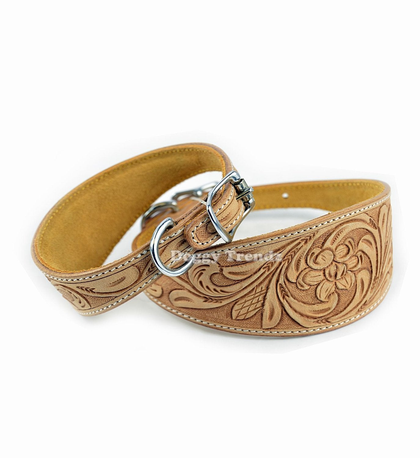 Avon Luxury Hand Curved Leather Collar for Whippets and Hounds