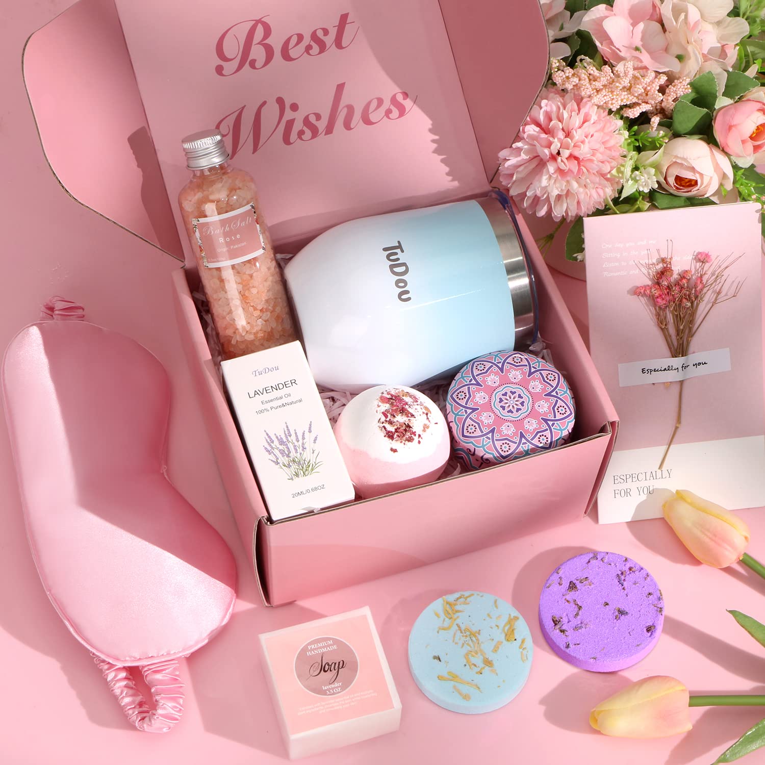 Birthday Pamper Gifts for Women, Unique Self Care Package Relaxation Spa Bath Set for Her, Wellbeing Get Well Soon Gifts for Women, Ladies Christmas Xmas Birthday Gifts for Mum, Sister, Friends, Wife