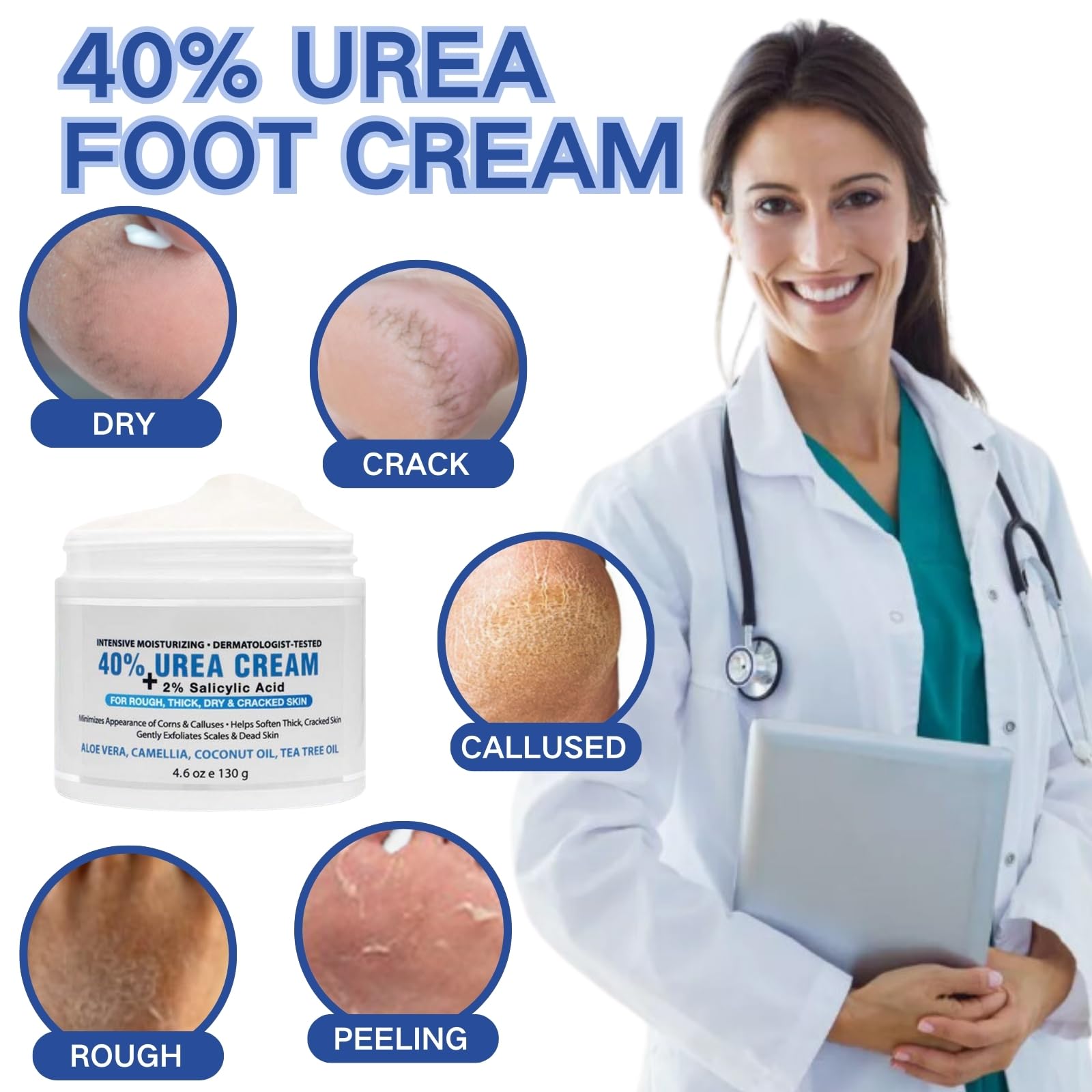 ISBEAUSOLS 40% Urea Foot Cream with Salicylic Acid & Tea Tree