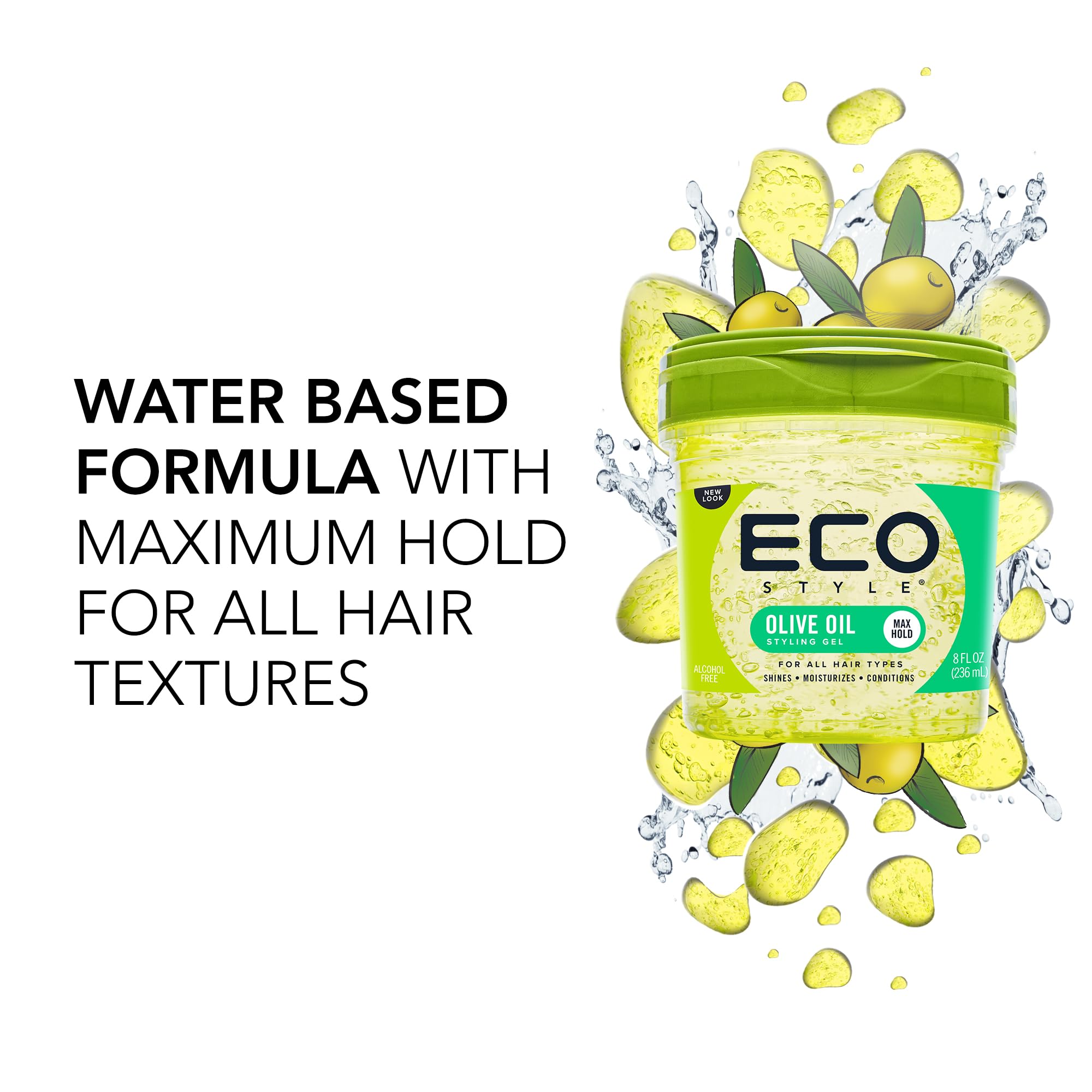 Eco Style Olive Oil Hair Gel - Alcohol-Free, 236 ml