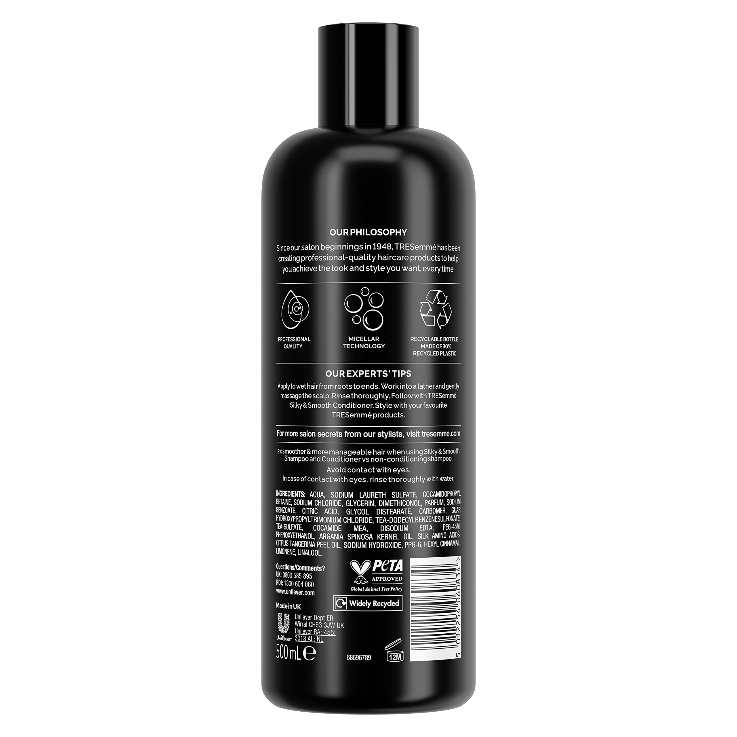 TRESemme Silky & Smooth reduces frizz for 2x smoother* hair Shampoo for dry hair, 500 ml (Pack of 1)