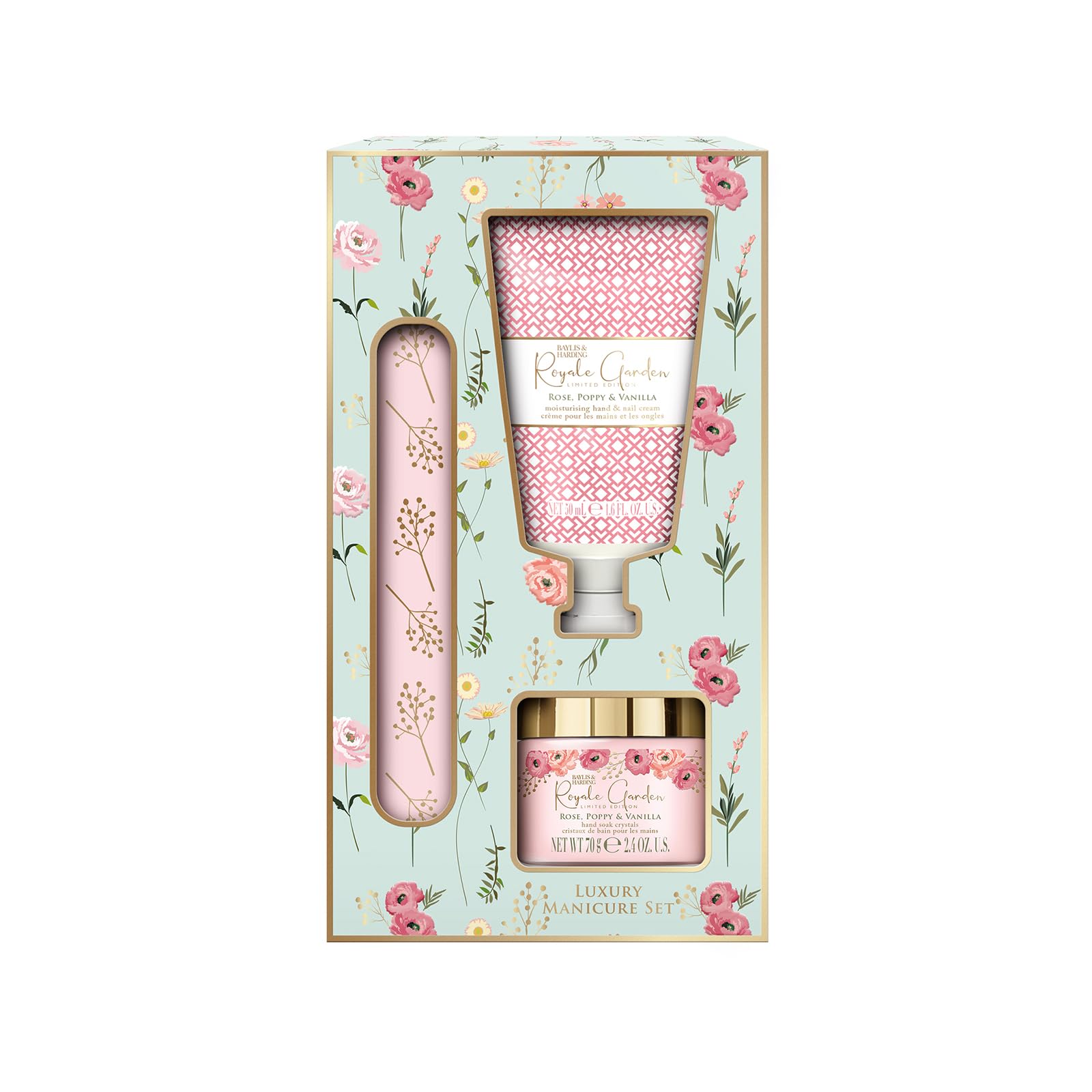 Baylis & Harding Royale Garden Rose, Poppy & Vanilla Luxury Manicure Gift Set (Pack of 1) - Vegan Friendly