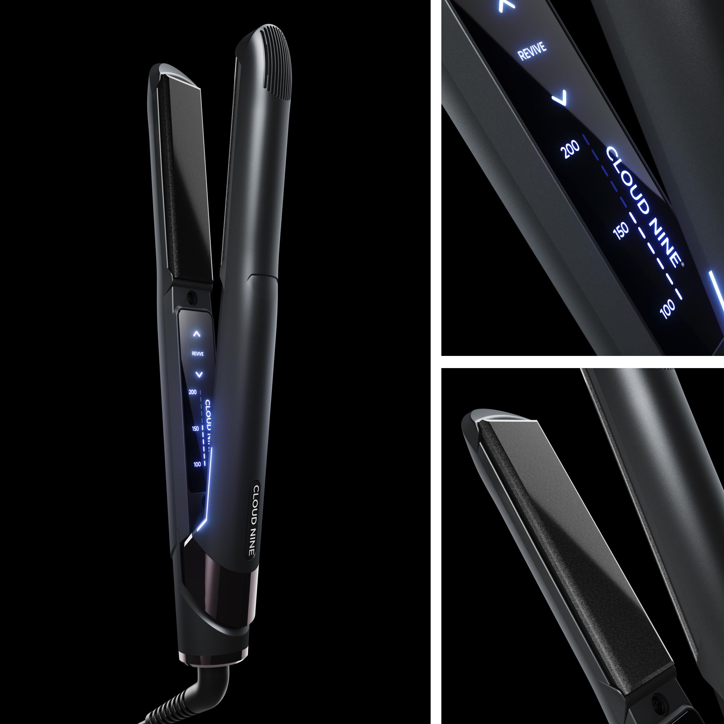 CLOUD NINE The Original Iron Black Hair Straightener Giftset | Variable Temperature Control Quick Heat Touch Technology Ceramic Floating Plates Spring Flex Styling | Perfect Smooth Sleek Results