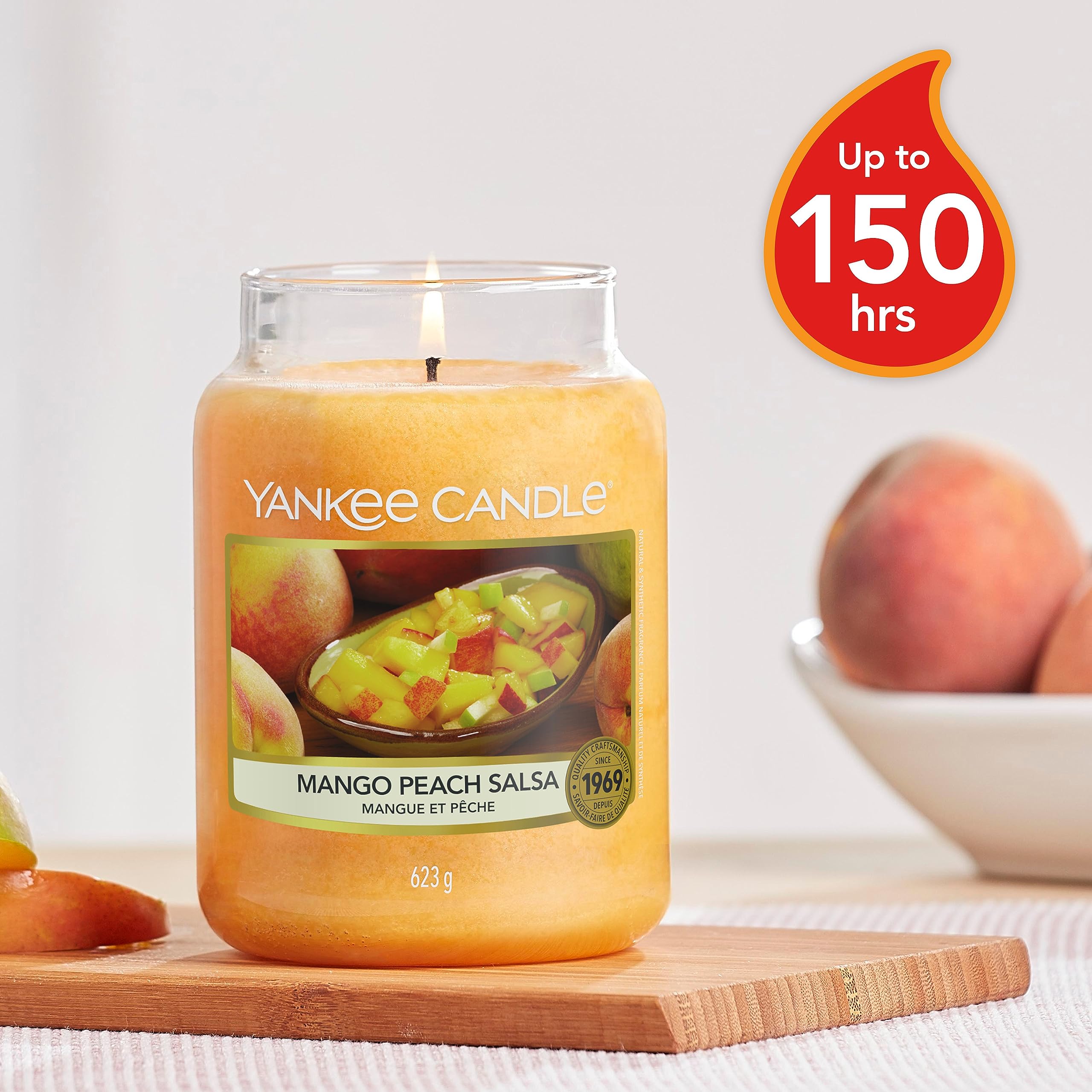 Yankee Candle Scented Candle | Mango Peach Salsa Large Jar Candle | Burn Time: up to 150 Hours