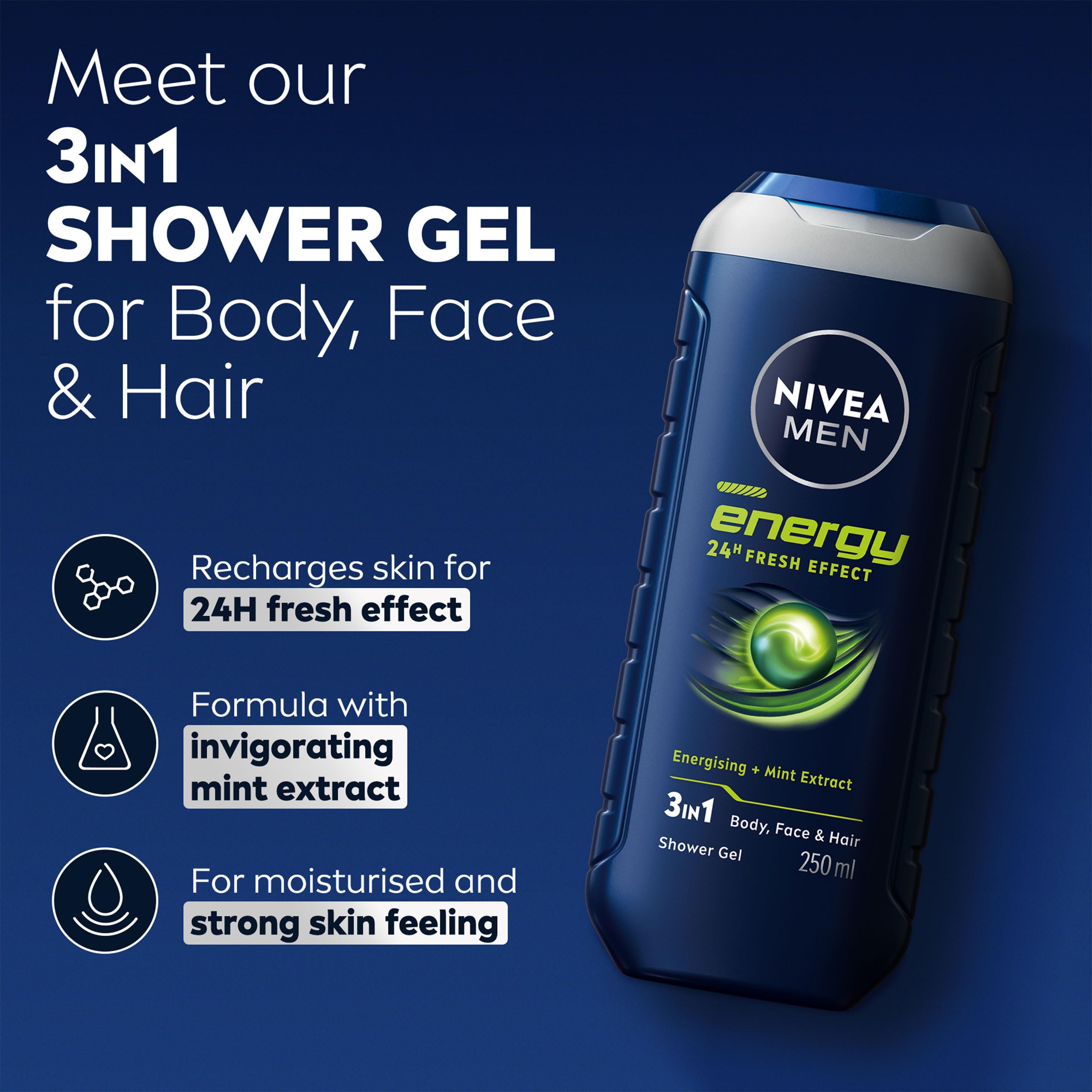 NIVEA MEN Energy 3-in-1 Shower Gel 6 Pack