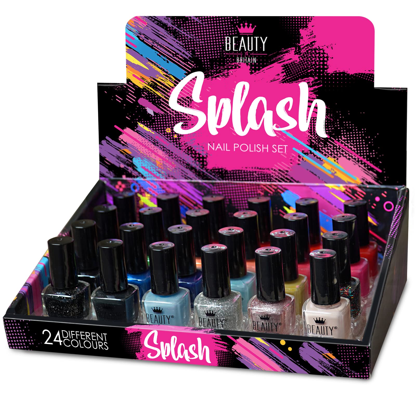 Splash 24 x Nail Polish Varnish Set 24 Different Modern Colours Quick Drying (Set B)