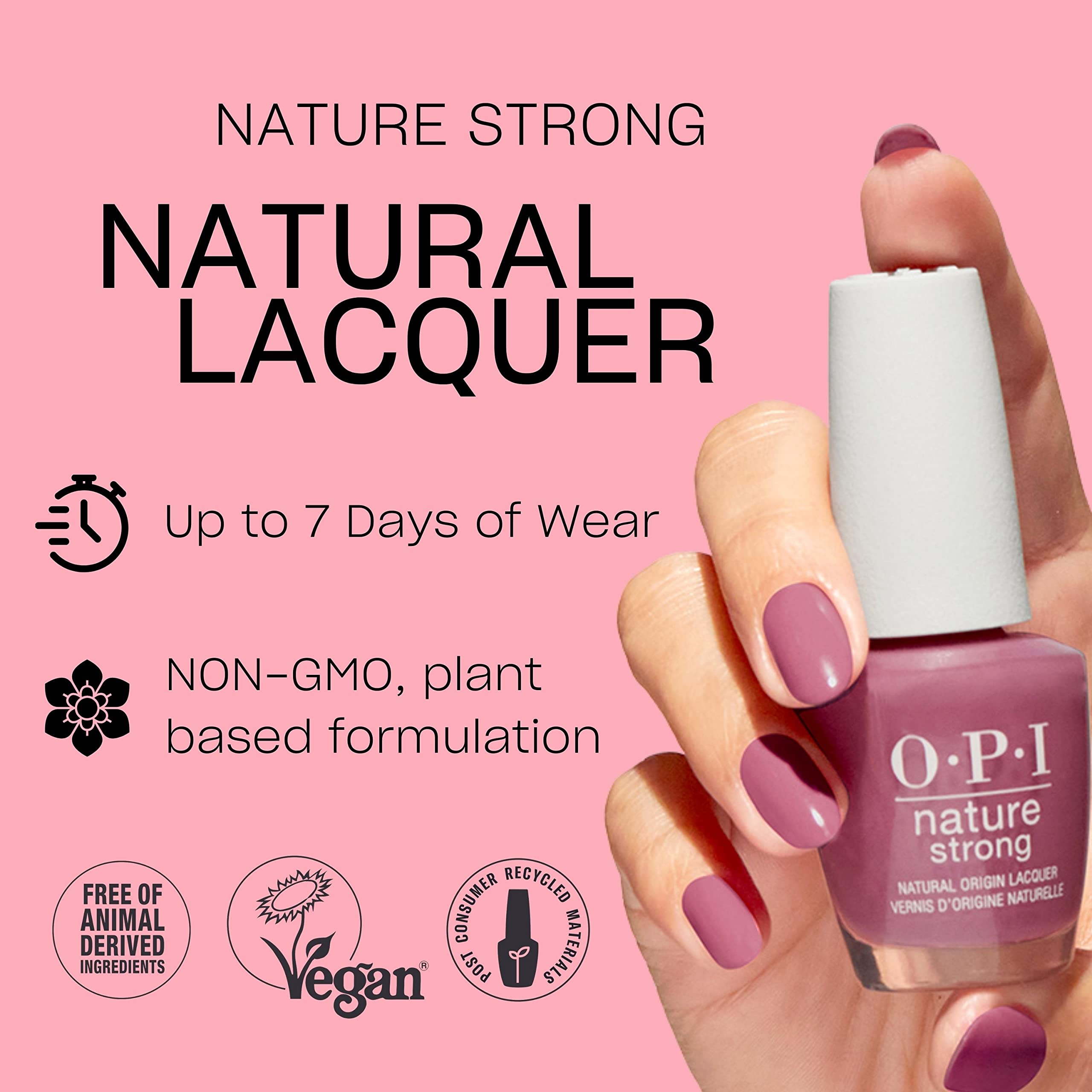 OPI Nature Strong Nail Polish | Quick Dry Vegan Nail Varnish with Long-Lasting Results | Made with Natural Ingredients | Red Shades | Once and Floral | 15 ml