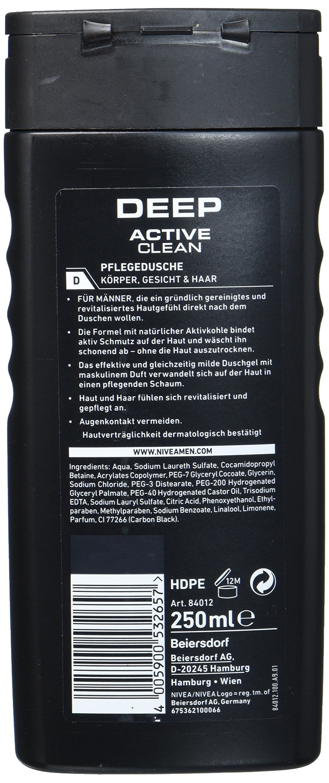 Nivea Men Deep Active Clean Shower Gel 6-Pack