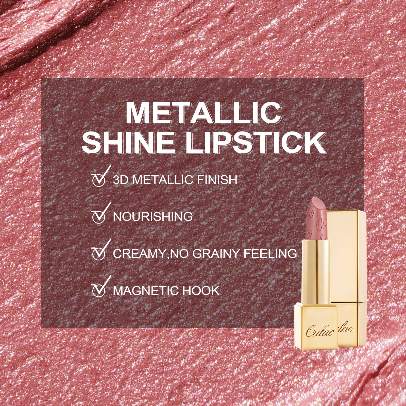 OULAC Metallic Shine Glitter Lipstick - Baby Angel (13)