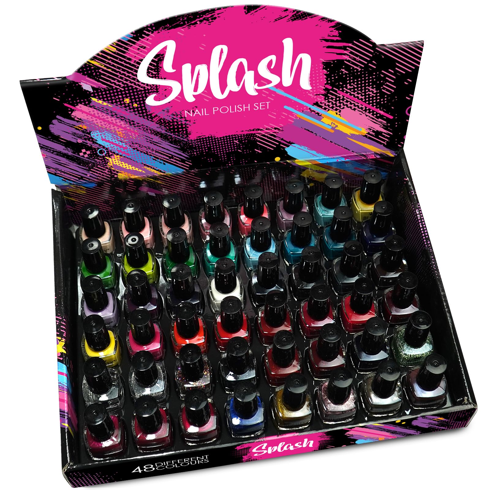 Splash 48 x Nail Polish Varnish Set 48 Different Modern Colours Quick Drying