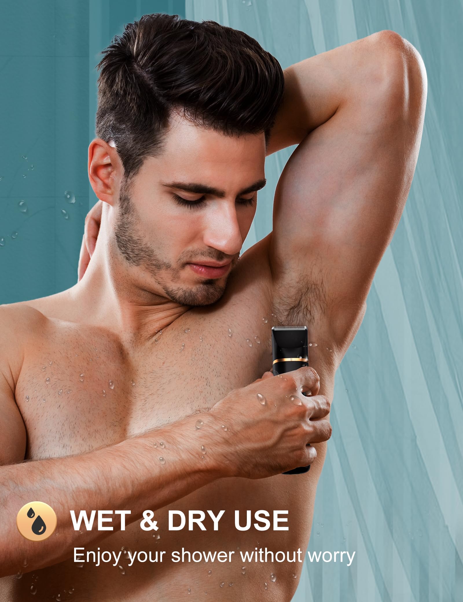 Body Trimmer Men,3 in 1 Body Hair Trimmer Men Rechargeable,Pubic Hair Trimmer for Men Wet and Dry,Ball Trimmer Men IPX7 Waterproof,Body Shavers for Men with 2 Combs,Painless Nose Hair Trimmer for Men