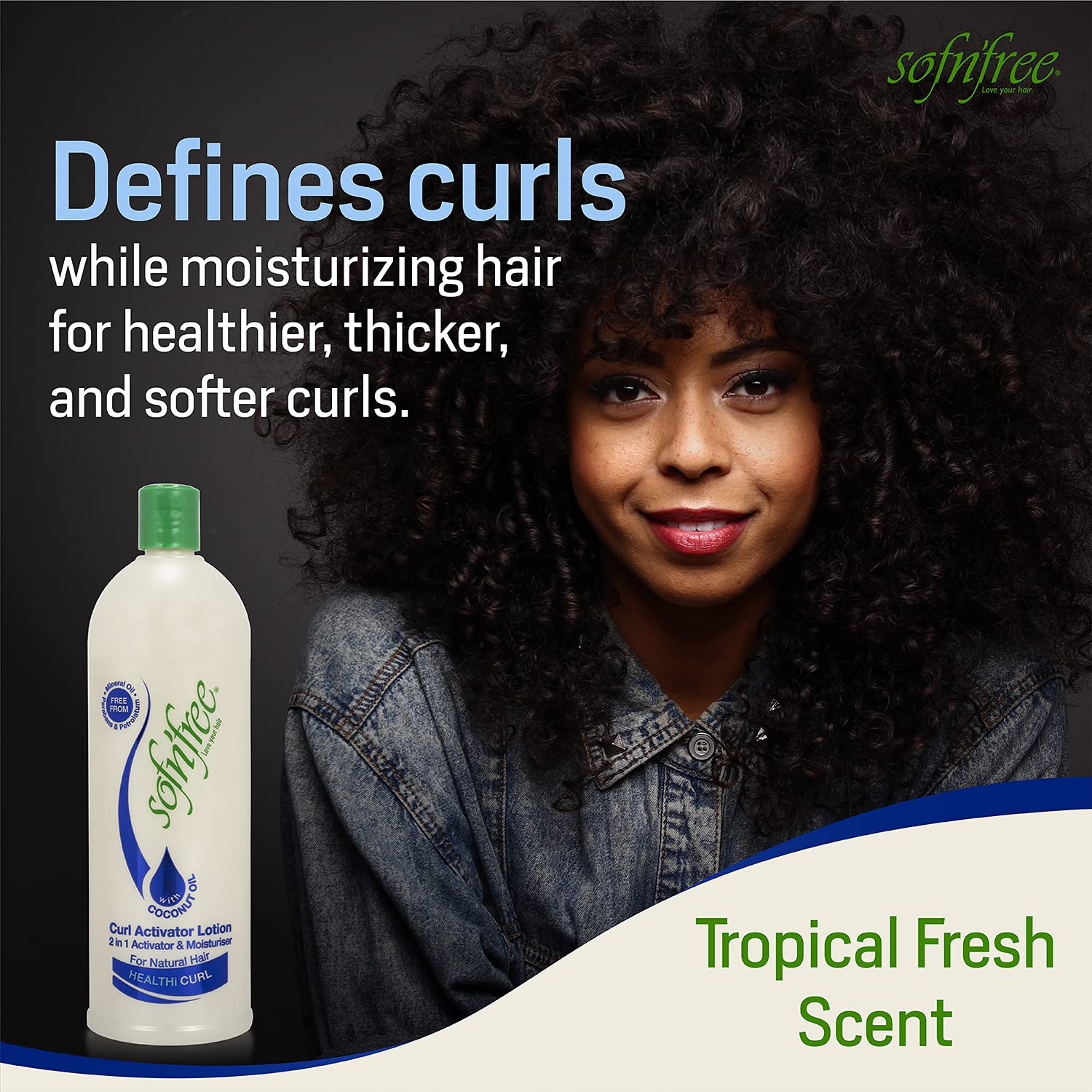 Sof N Curl Lotion with Vitamin E and Panthenol 2-in-1 Activator for smooth & glossy curls, 750 ml