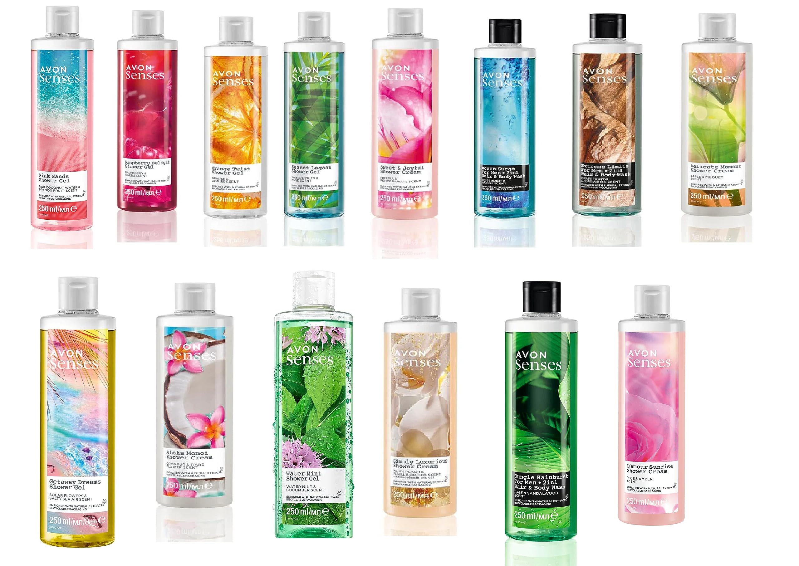 Avon Senses Shower Gel Duo - 250ml Fragrance Collection