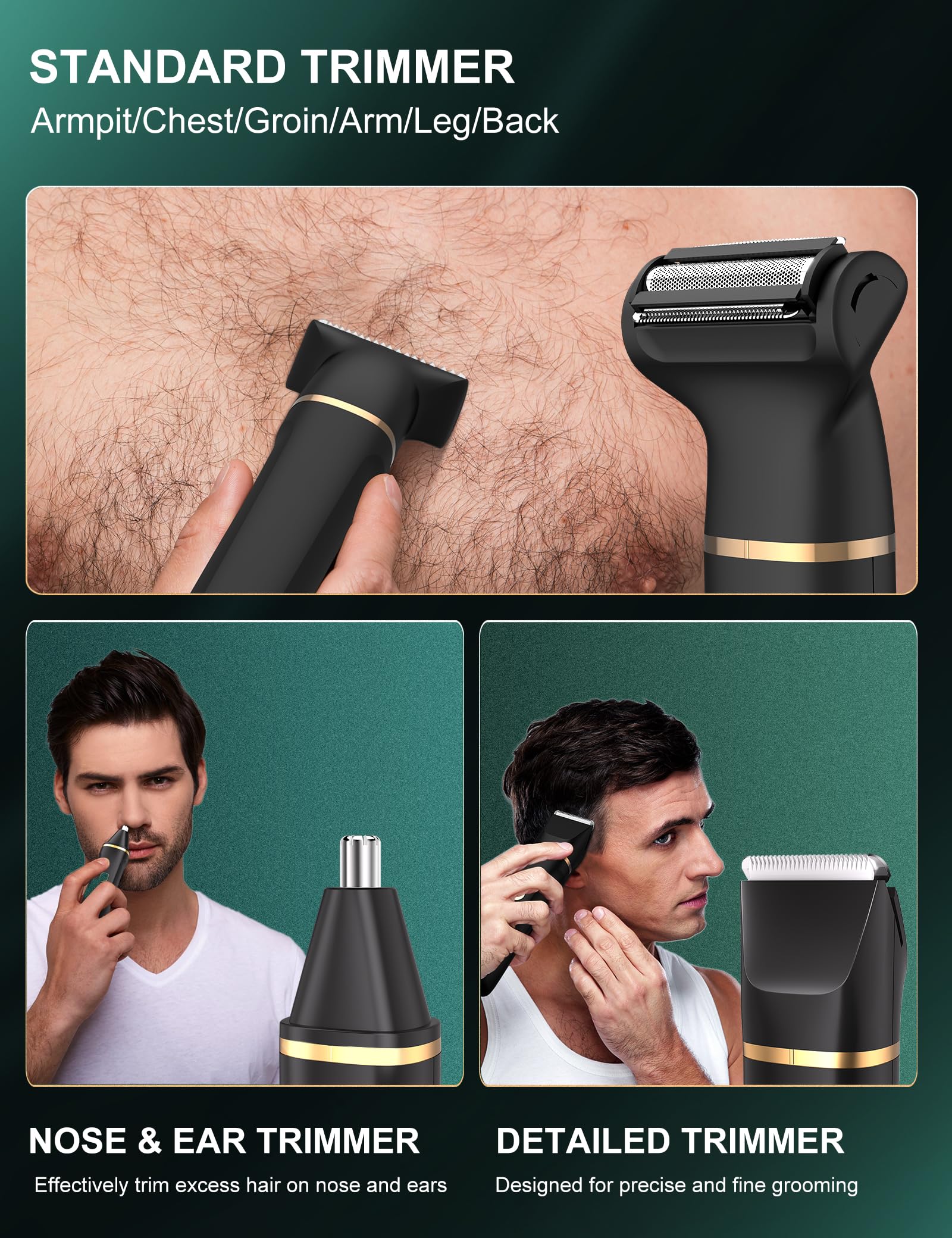 houpoo 3 in 1 Rechargeable Body Trimmer for Men