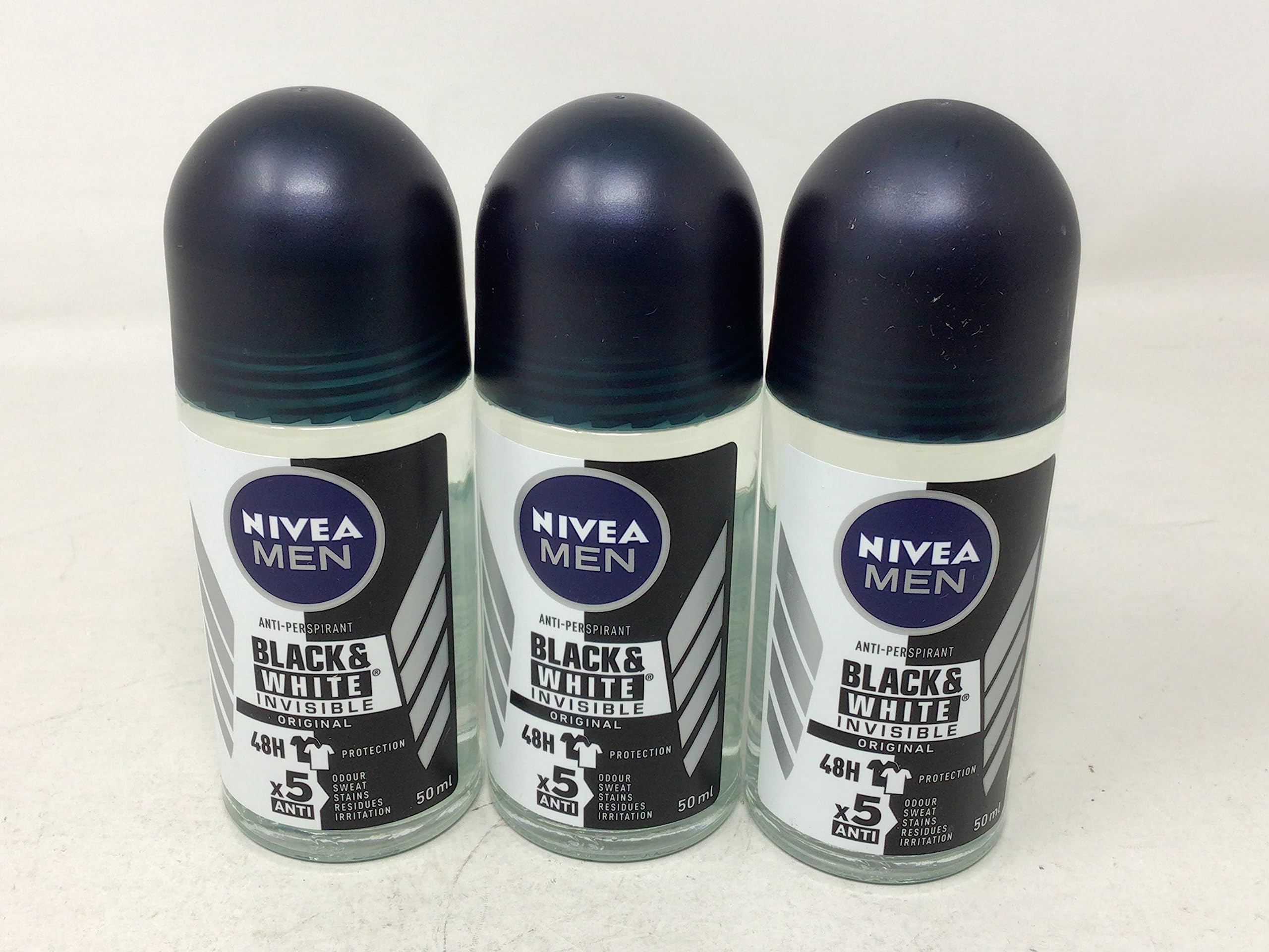 Nivea for Men Invisible B&W Power Roll-On Deodorant 3 Pack