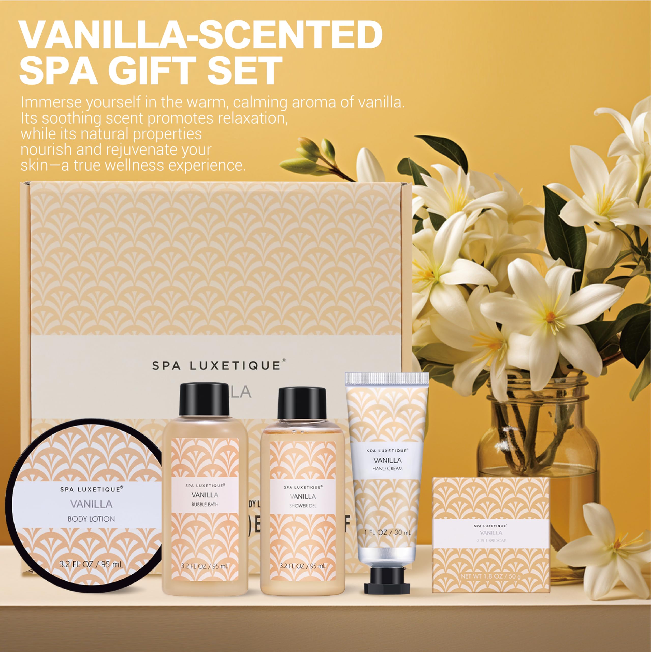 Spa Luxetique Vanilla Bath Gift Set - 6pcs Self-Care Collection