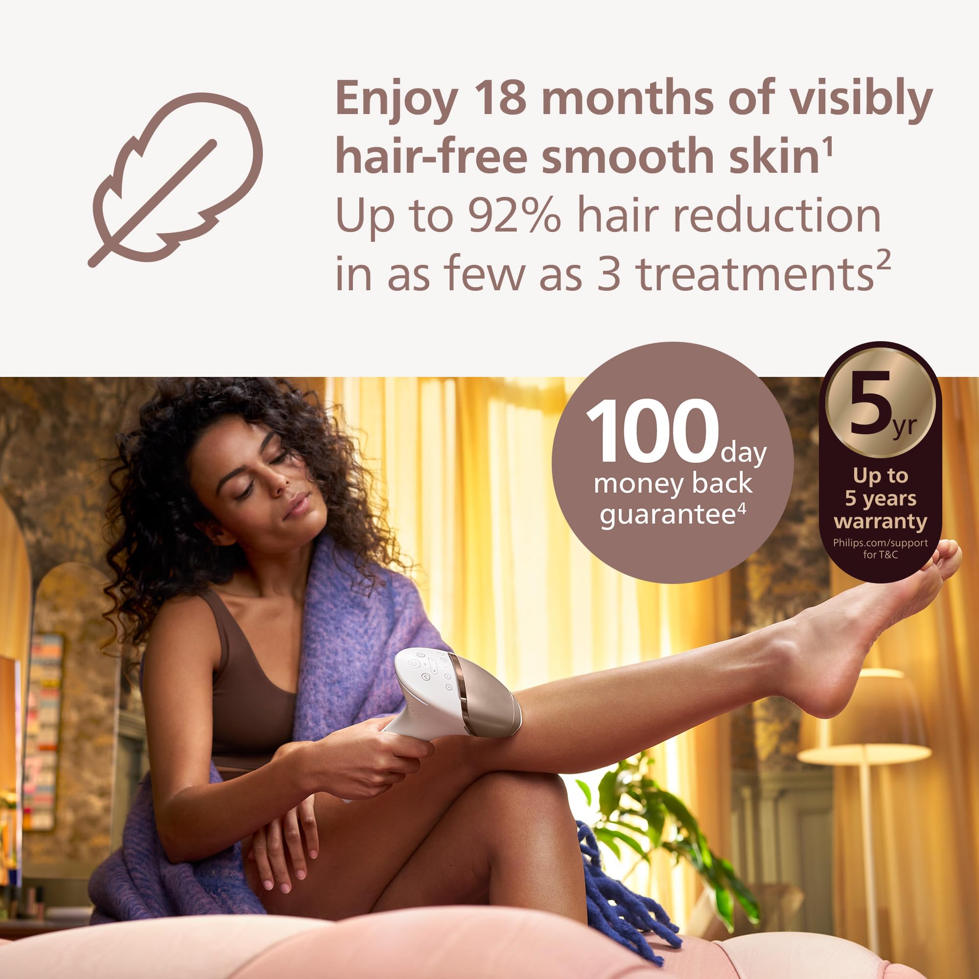 Philips Lumea 9900 Series, IPL Hair Removal Device, Laser Hair Removal Alternative, SenseIQ and SkinAI Technology, 4 Attachments for Body, Face, Bikini and Underarms, Corded & Cordless Use, BRI951/01