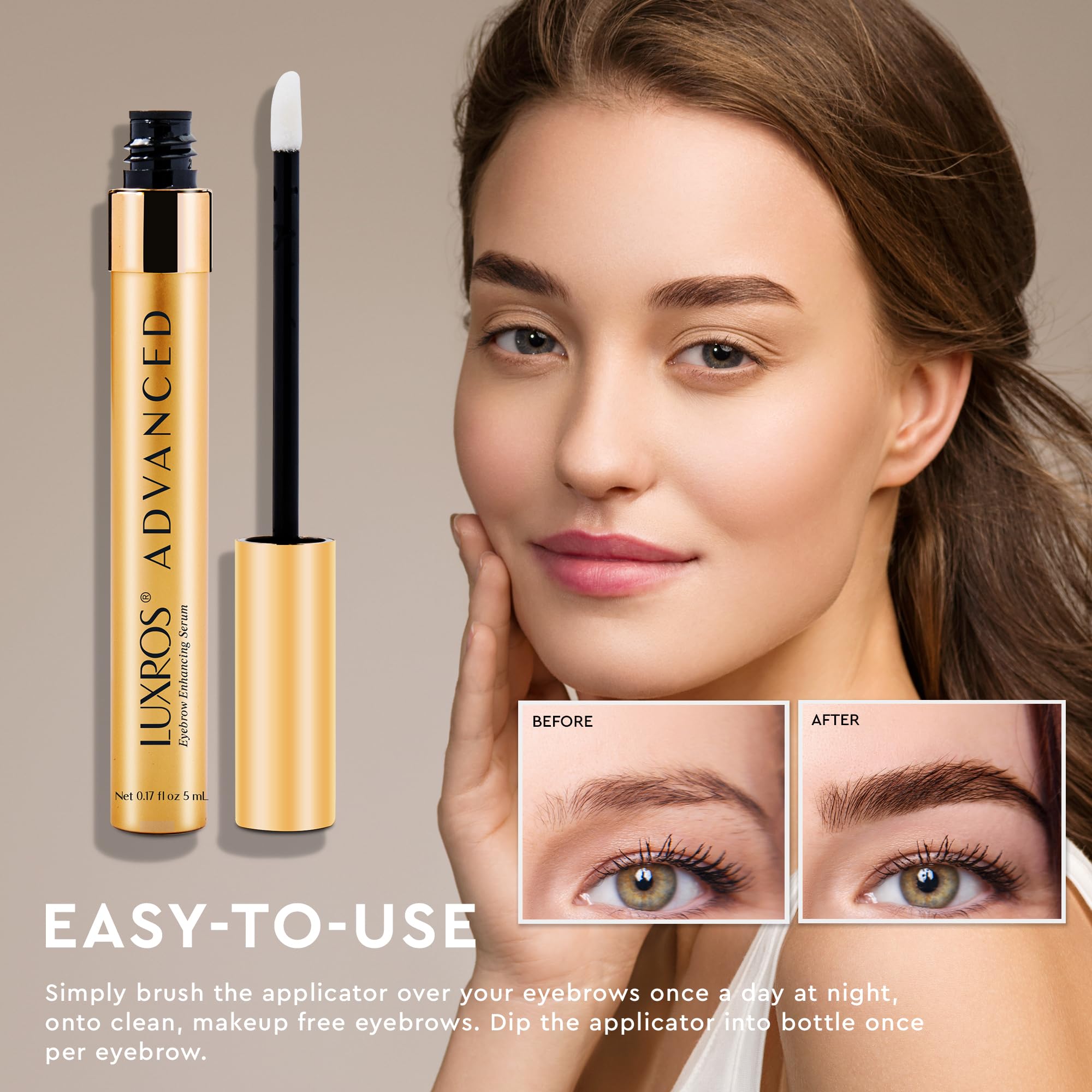 LUXROS Eyebrow Enhancer Serum for Fuller, Thicker Brows